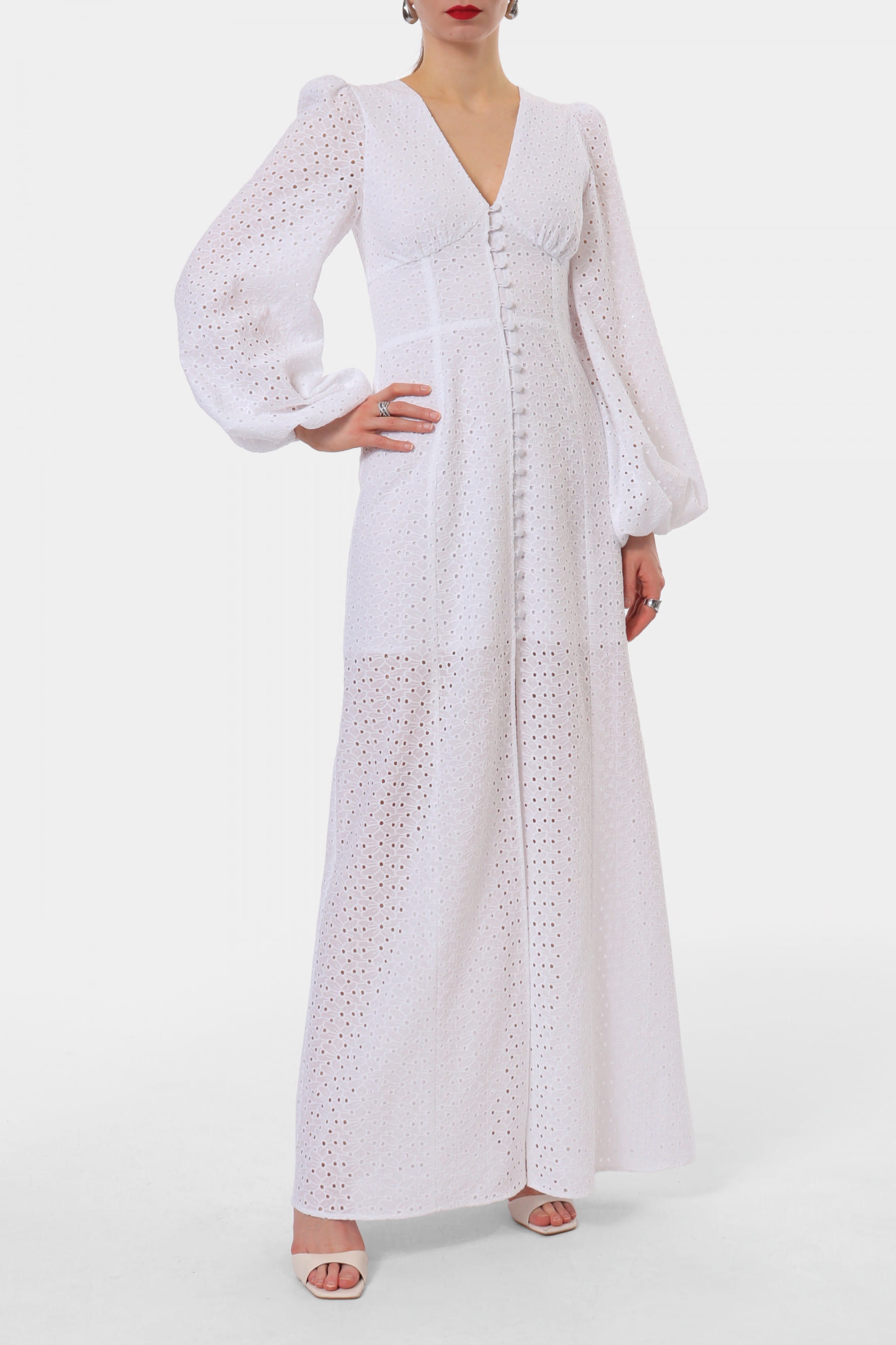 Dress Imani Embroidered White made by HALEWSKI