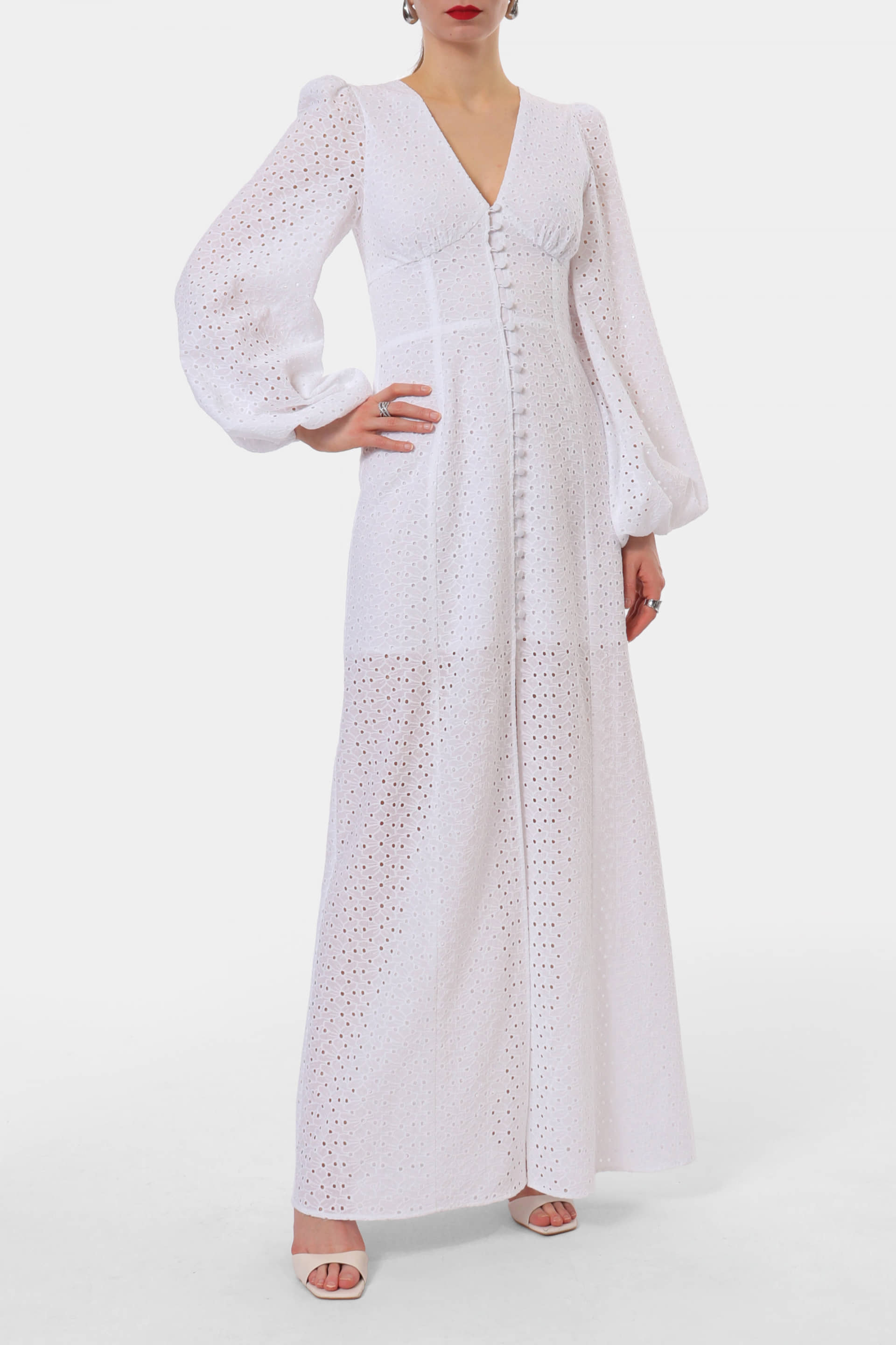 Dress Imani Embroidered White made by HALEWSKI