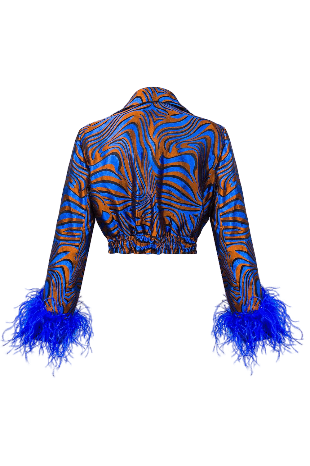 Blue Marilyn Jacket With Feathers made by ANDREEVA