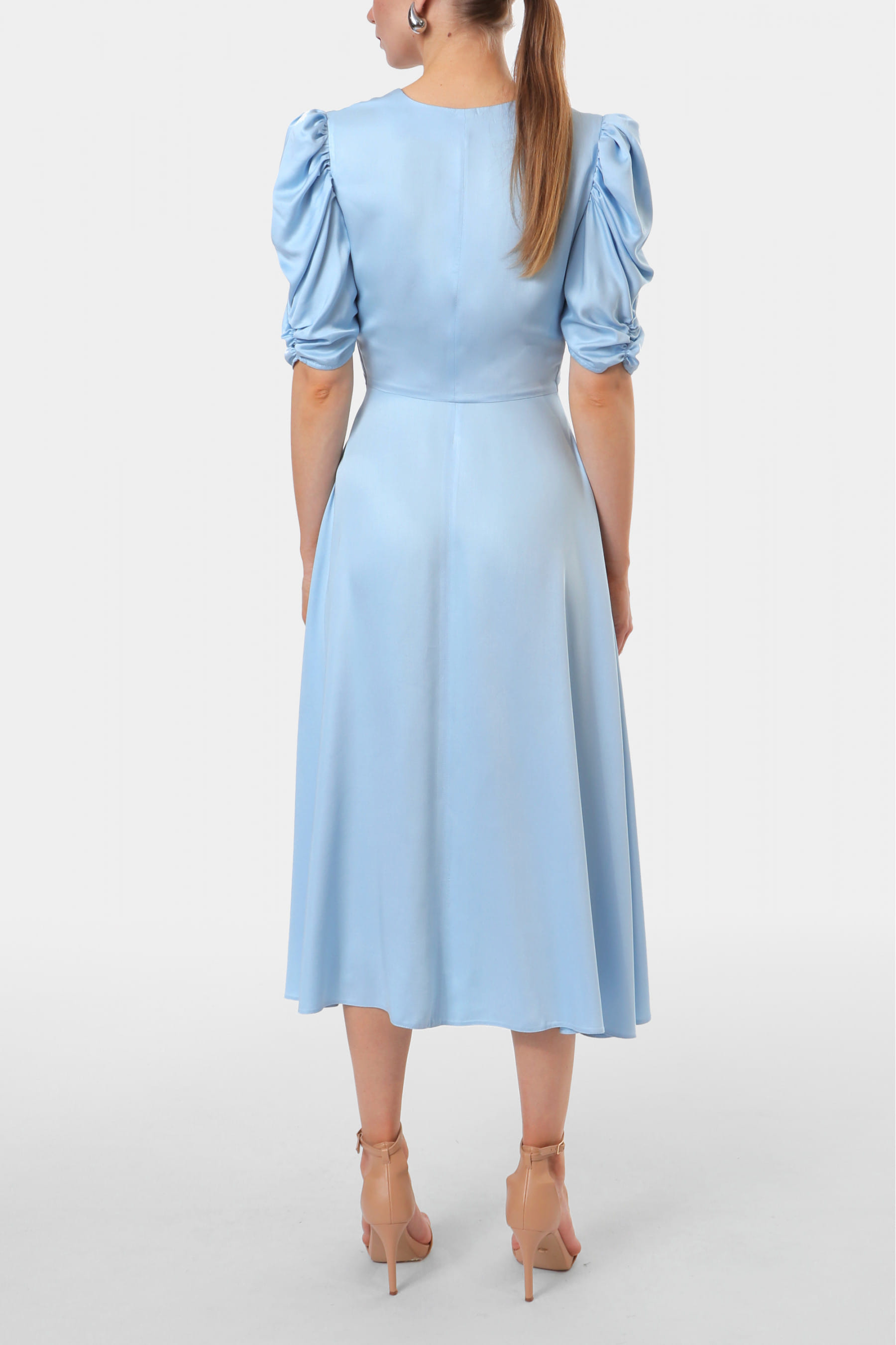 Dress Alta Satin Blue made by HALEWSKI