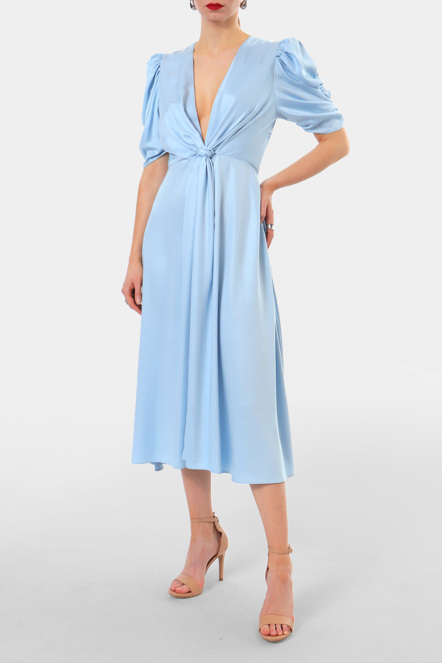 Dress Alta Satin Blue made by HALEWSKI