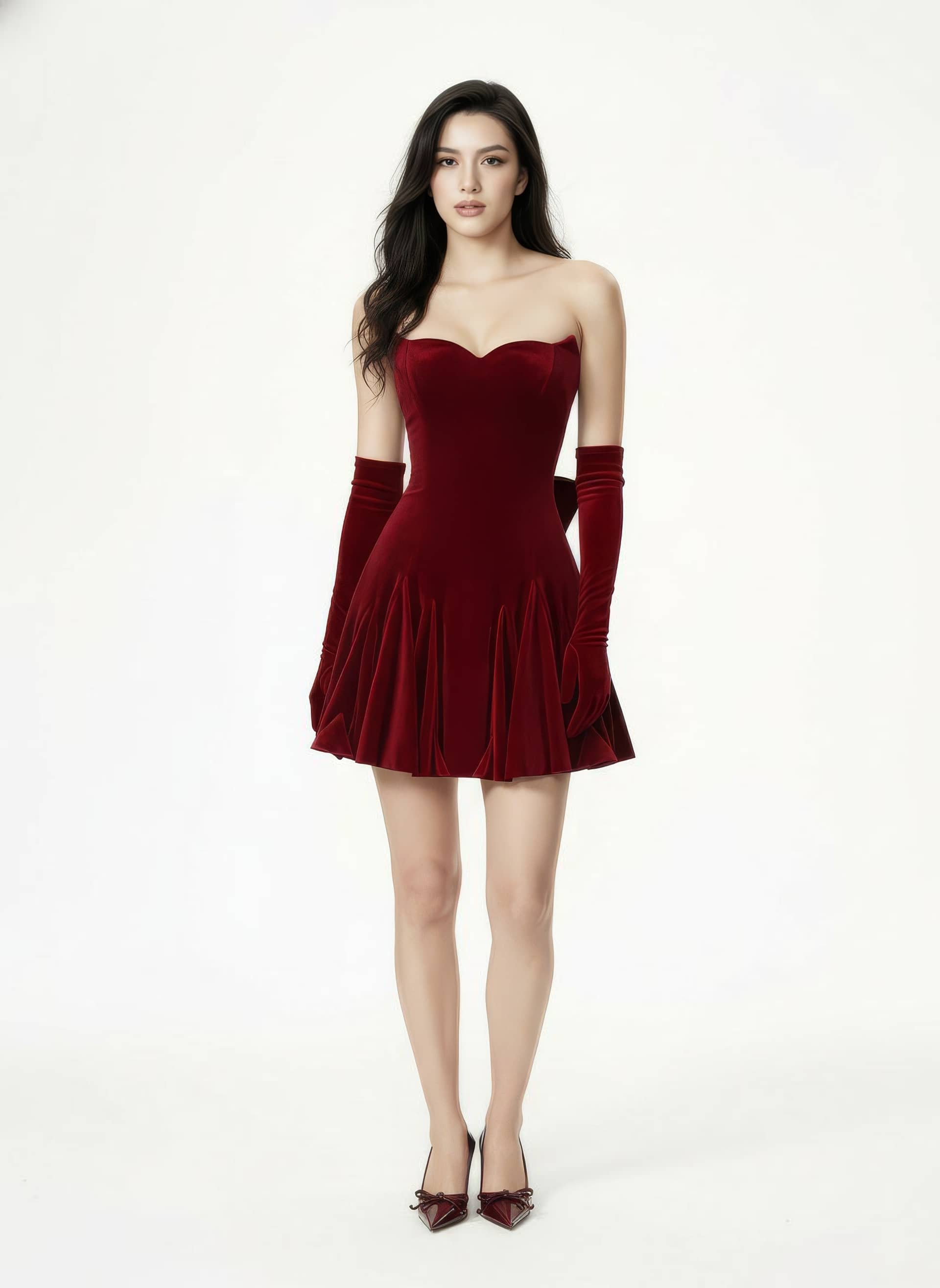 Madeleine Velvet Mini Dress (Red) made by Nana Jacqueline