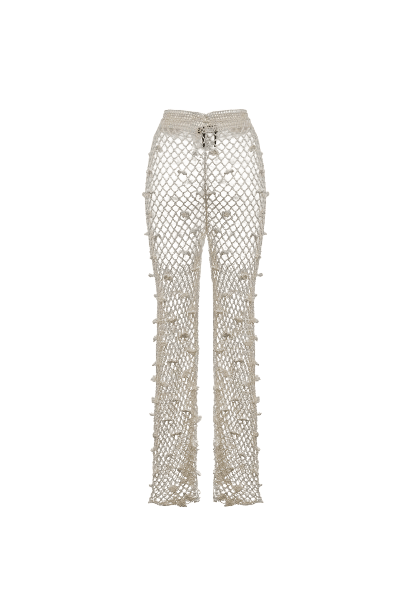 White Handmade Crochet Pants made by ANDREEVA