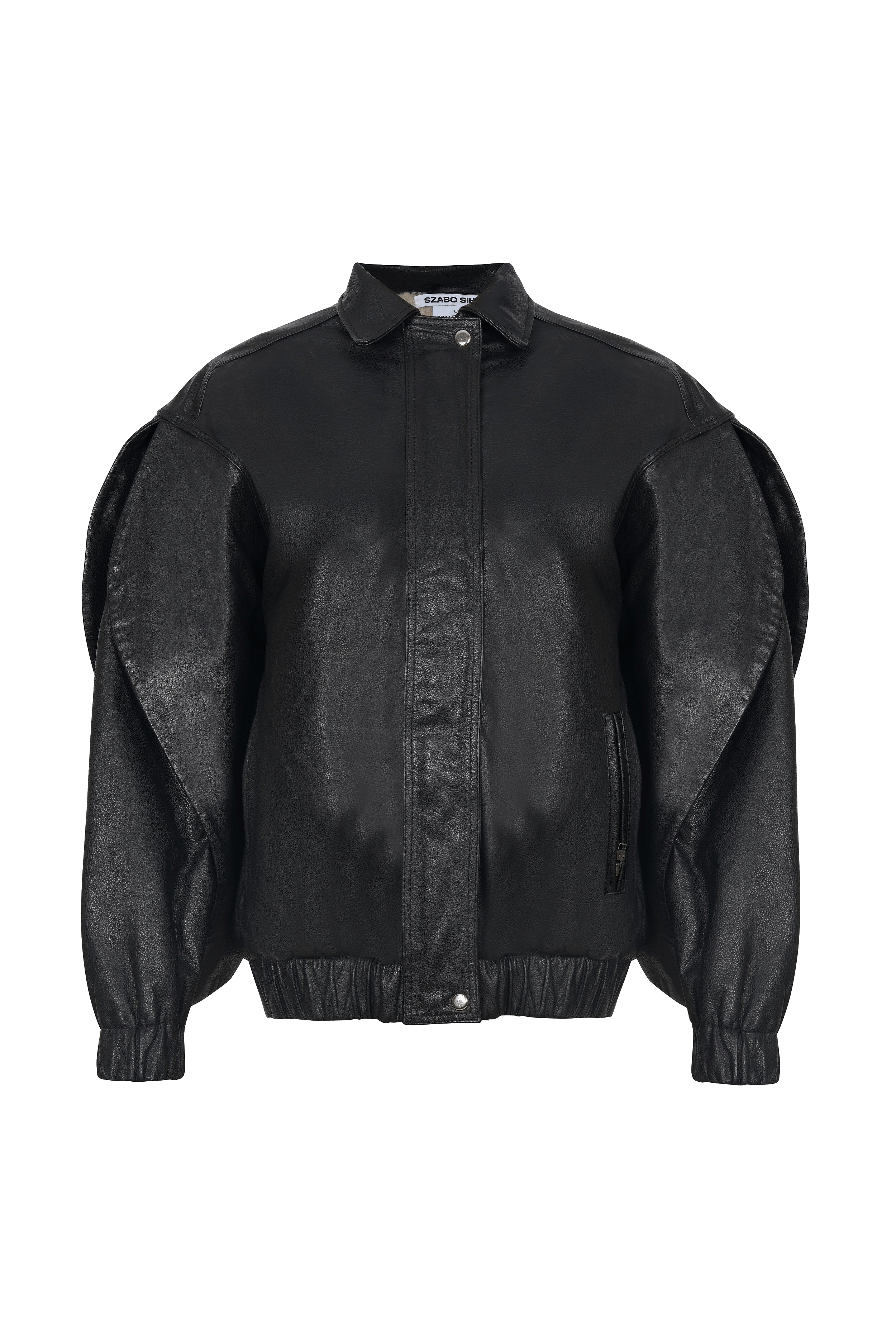 Oversized Leather Bomber Jacket made by Szabo Sihag