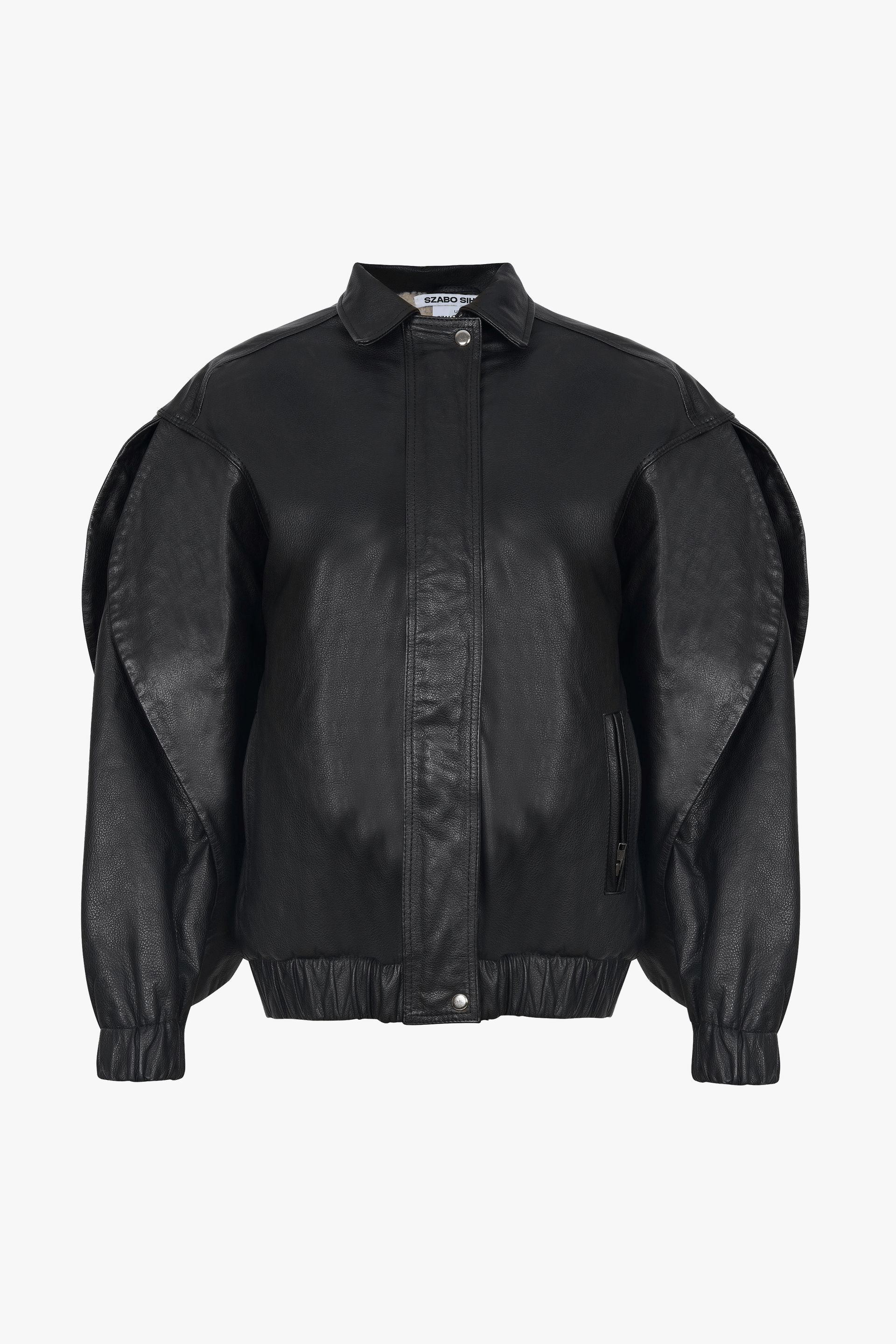 Oversized Leather Bomber Jacket made by Szabo Sihag