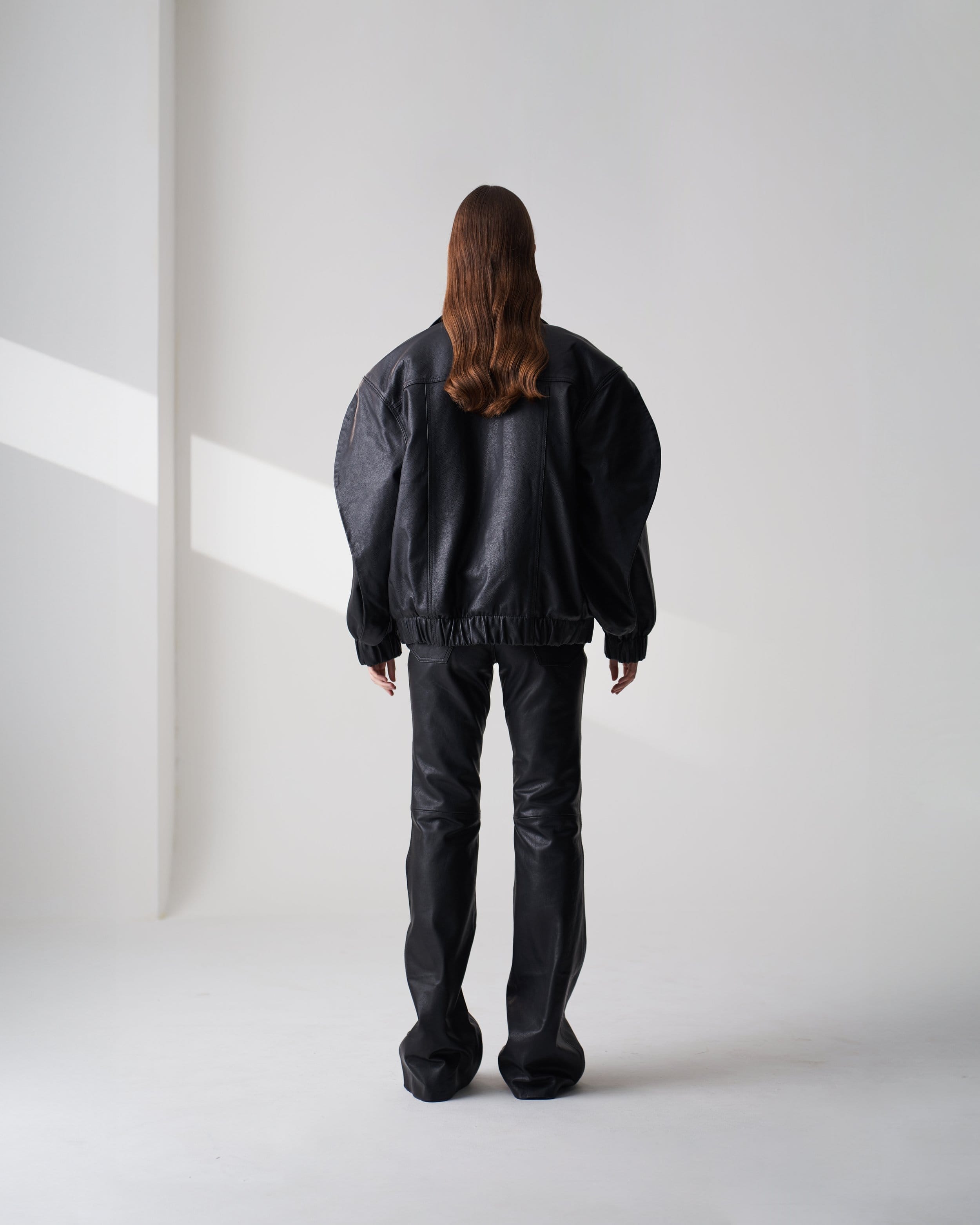 Oversized Leather Bomber Jacket made by Szabo Sihag