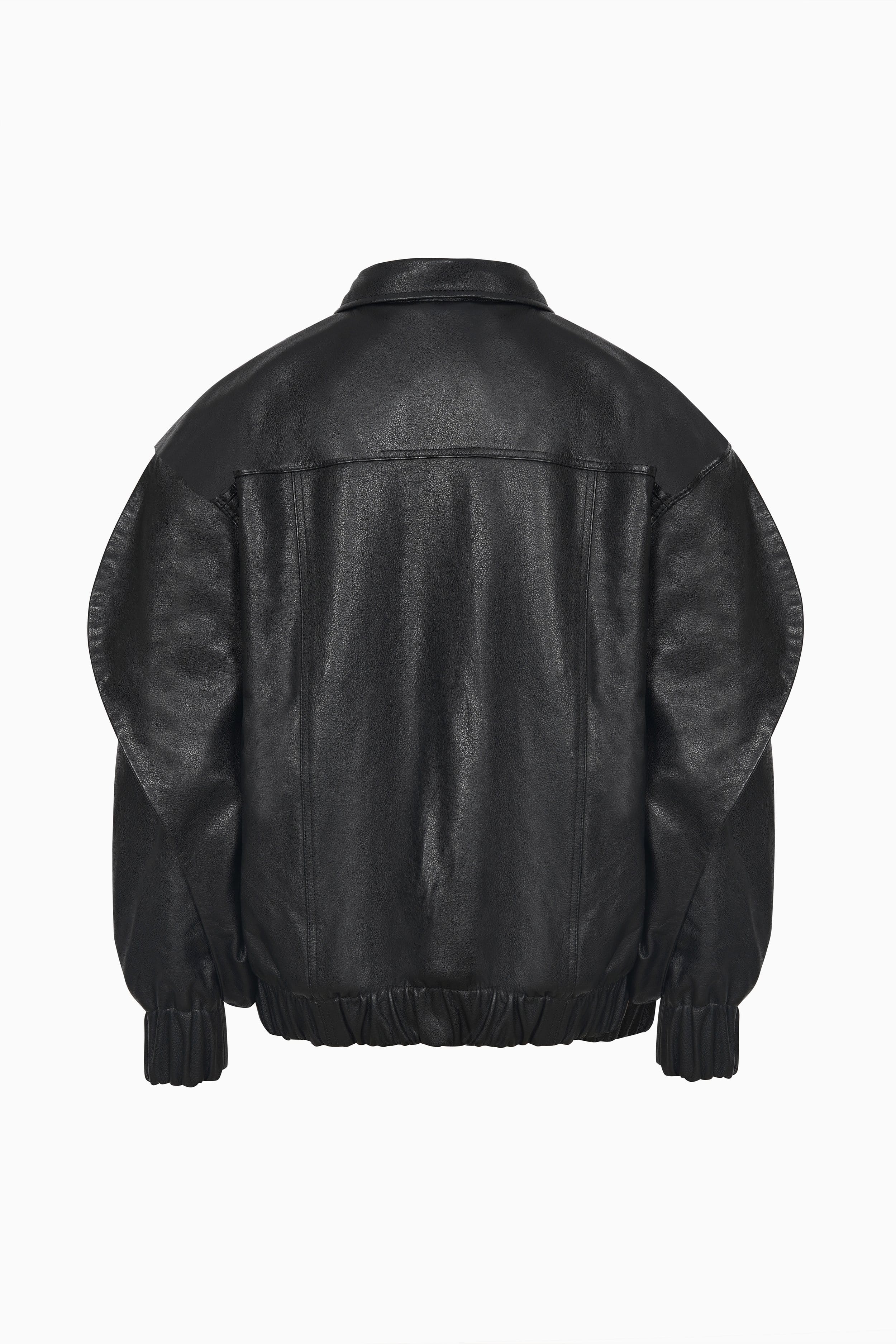Oversized Leather Bomber Jacket made by Szabo Sihag
