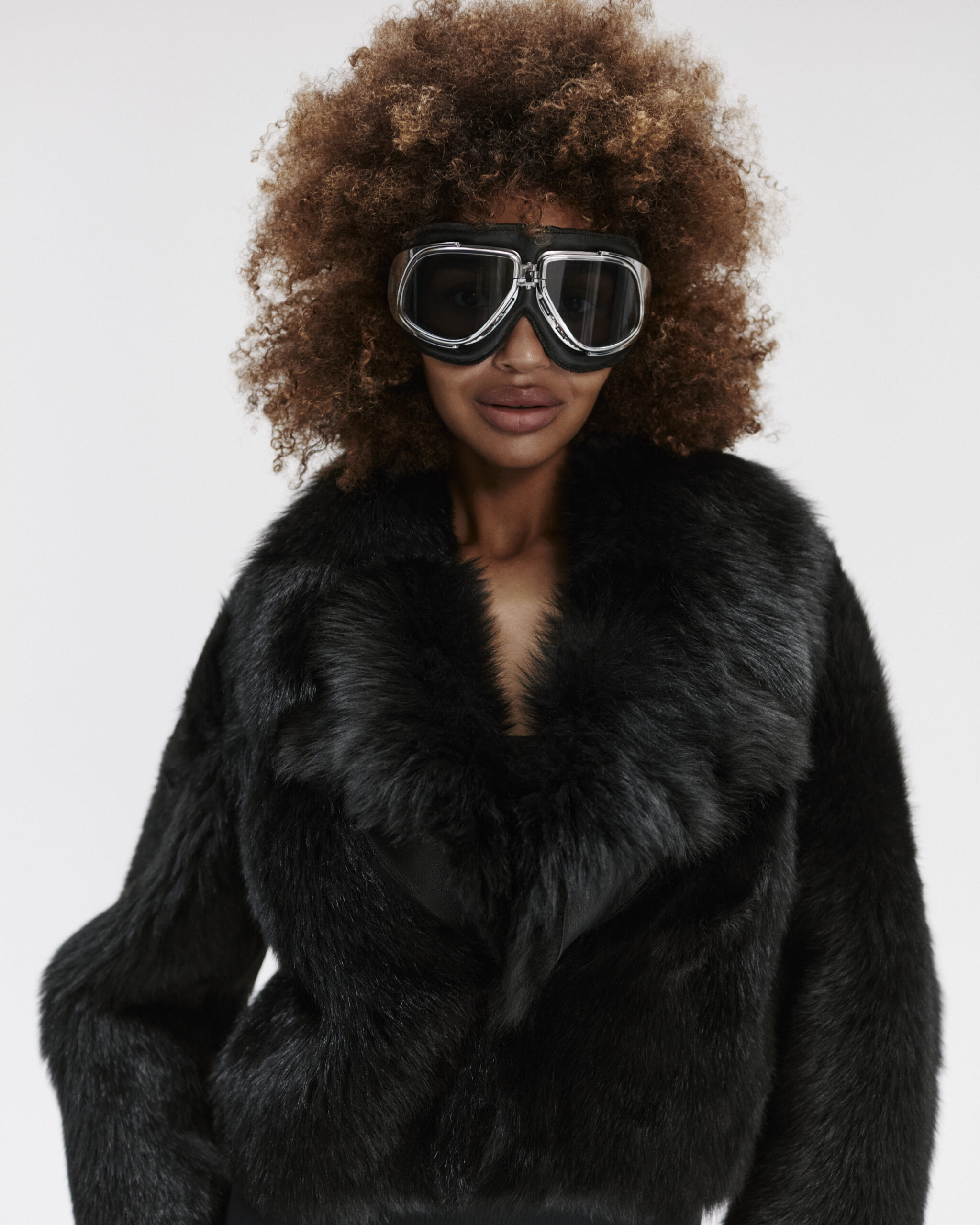 Short Black Sheepskin Coat made by YAVORSKA