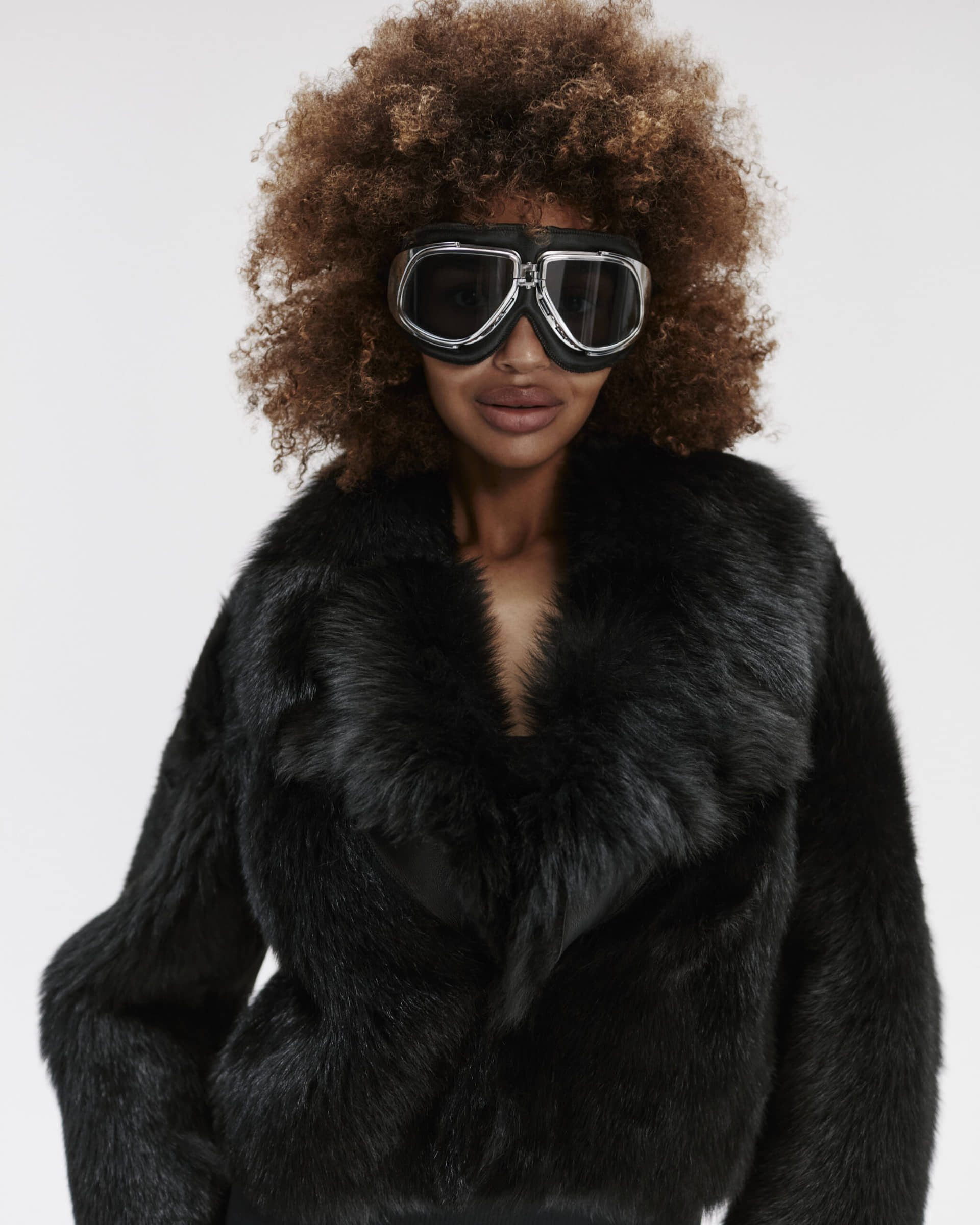 Short Black Sheepskin Coat made by YAVORSKA