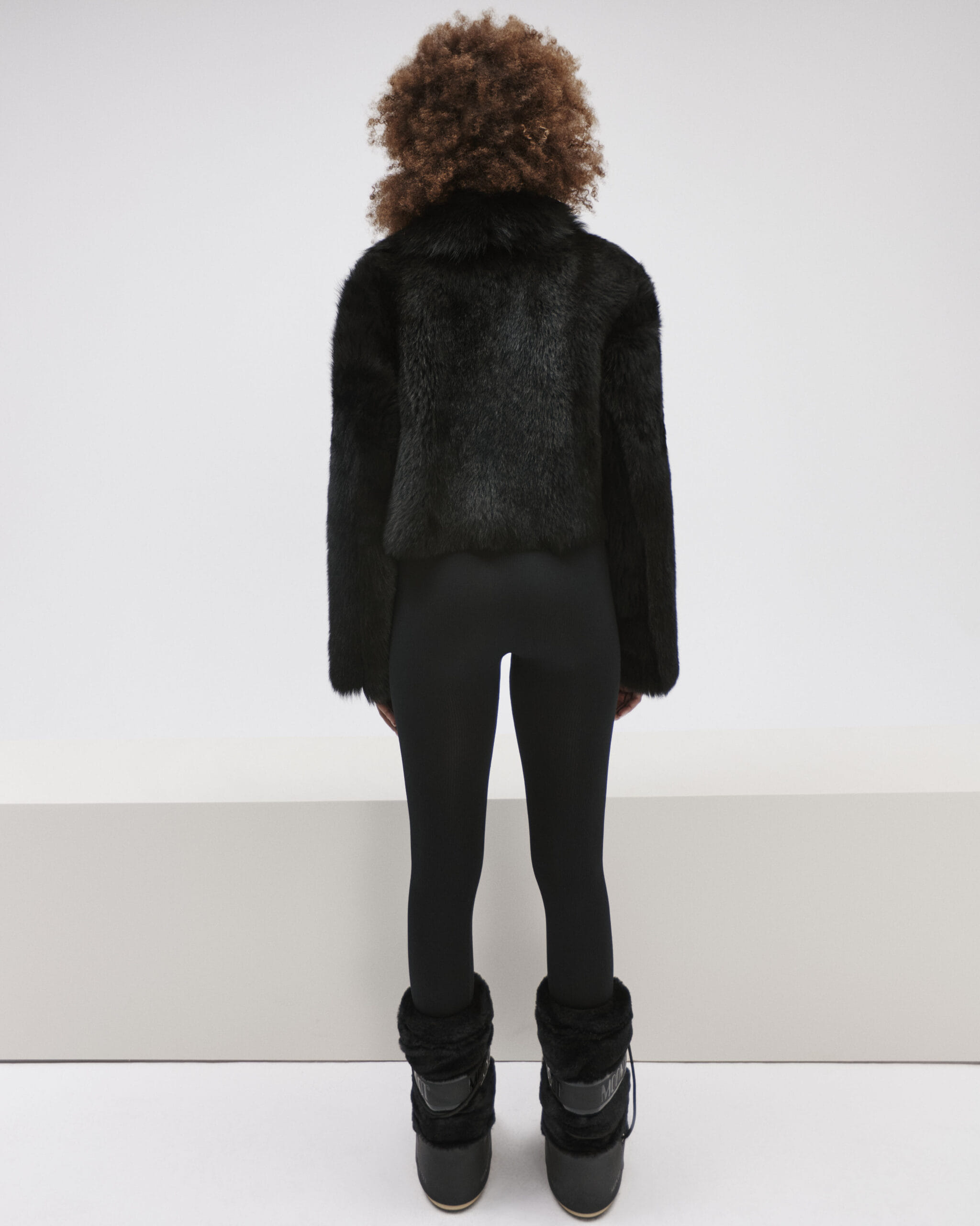 Short Black Sheepskin Coat made by YAVORSKA