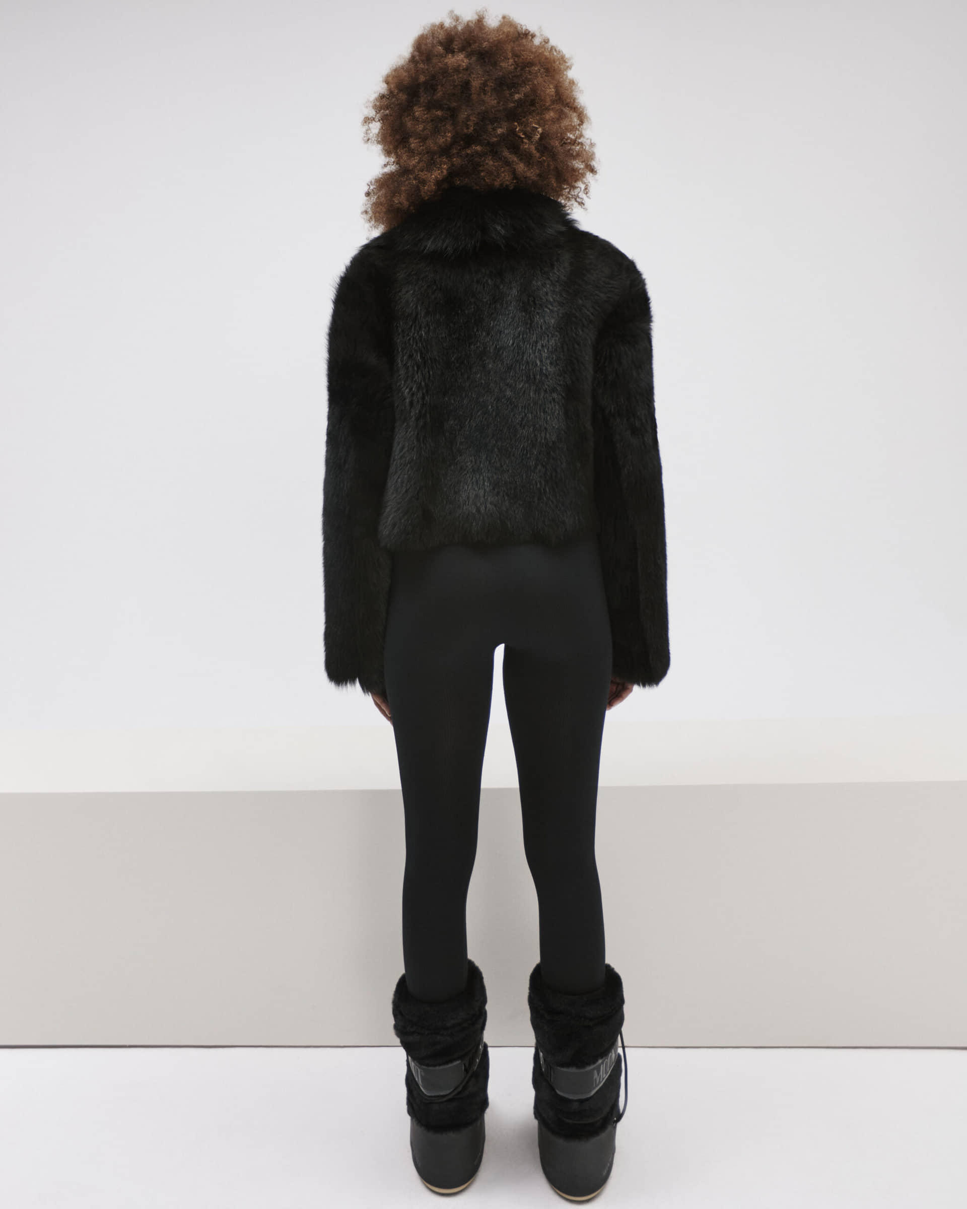 Short Black Sheepskin Coat made by YAVORSKA