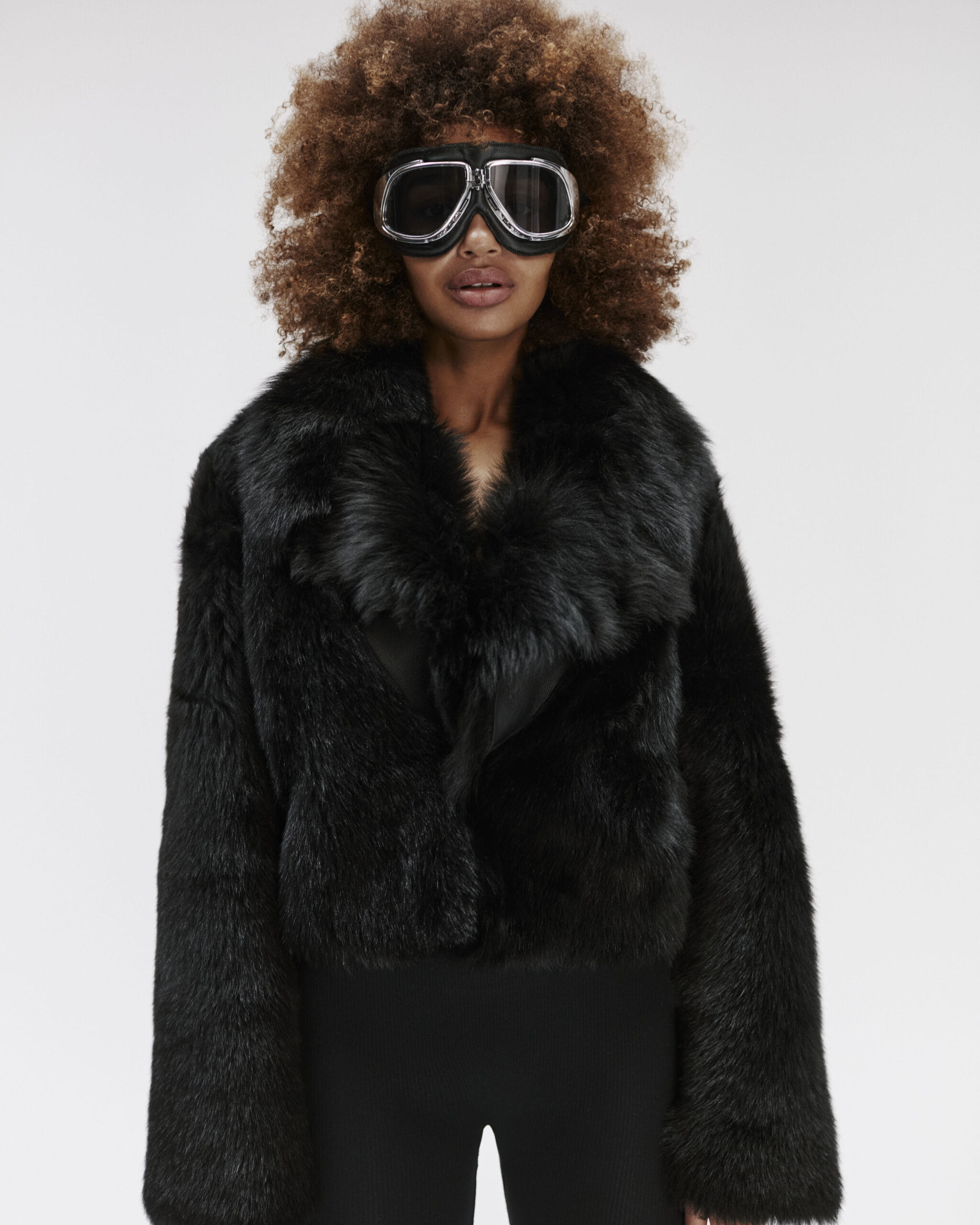 Short Black Sheepskin Coat made by YAVORSKA