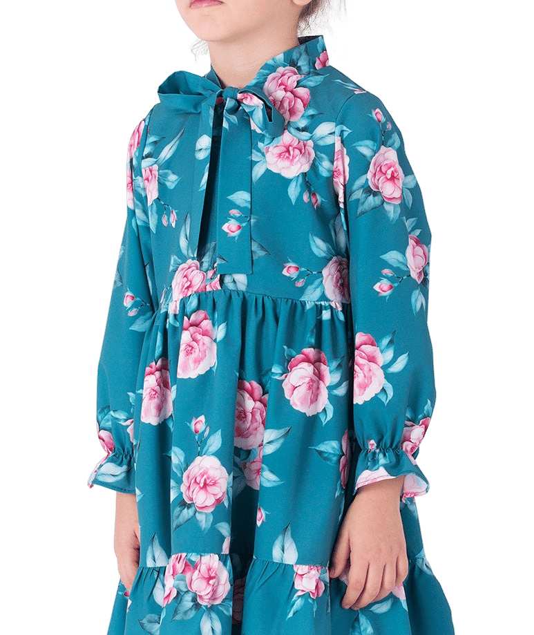 Floral Bow Girls Dress made by Mama Luma