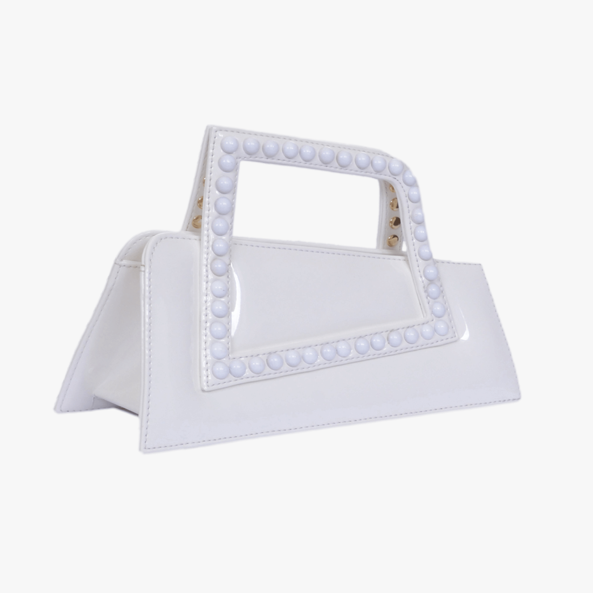 Jalila - Patent White - Top Handle Bag made by ALIEL