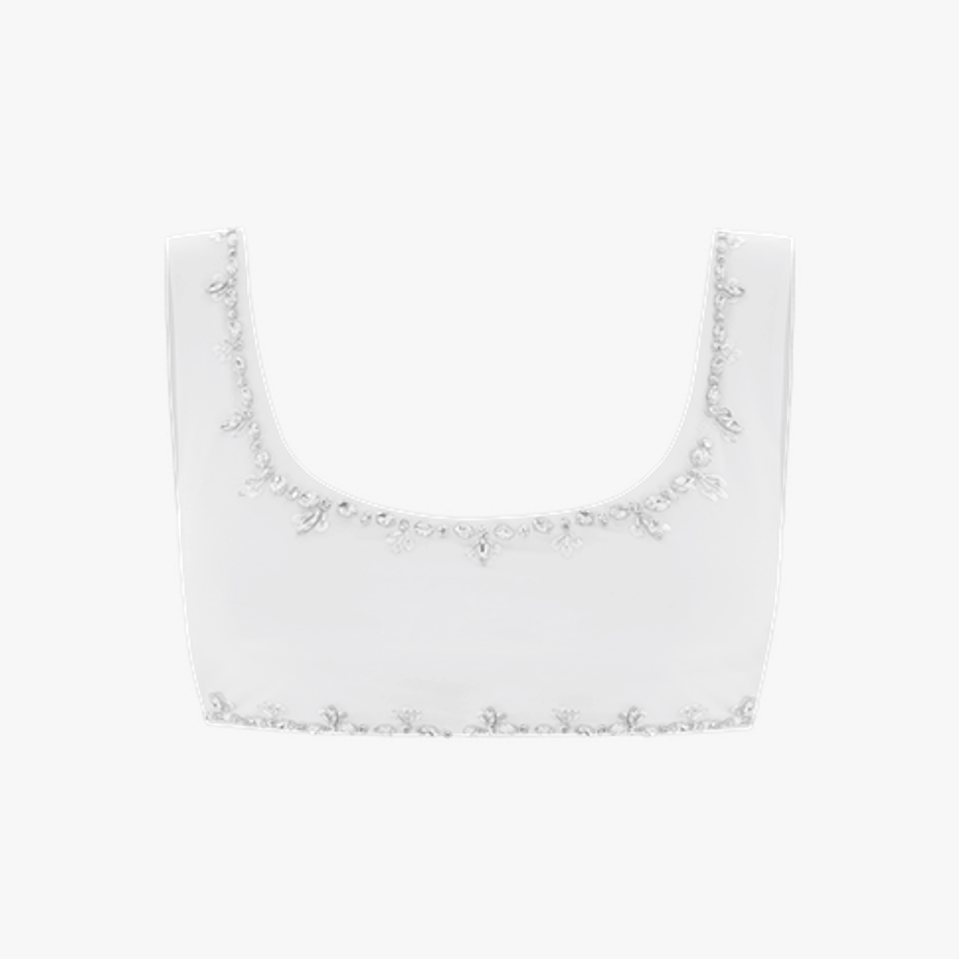 Aaliyah Hand Beaded White Bikini Top in White made by Oceanus Swimwear