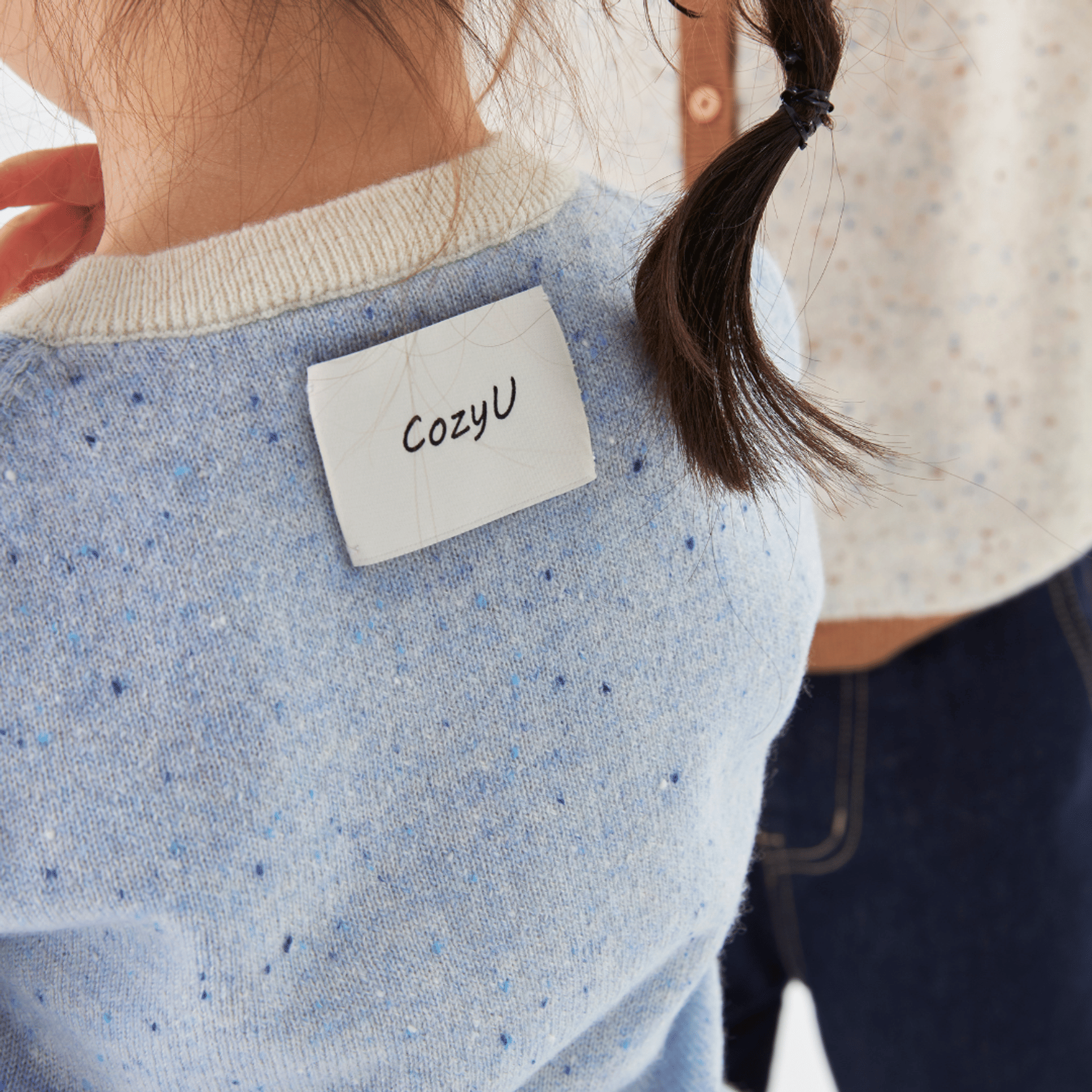 Heirloom Speckle 100% Cashmere Cardigan | Cloud Blue made by CozyU