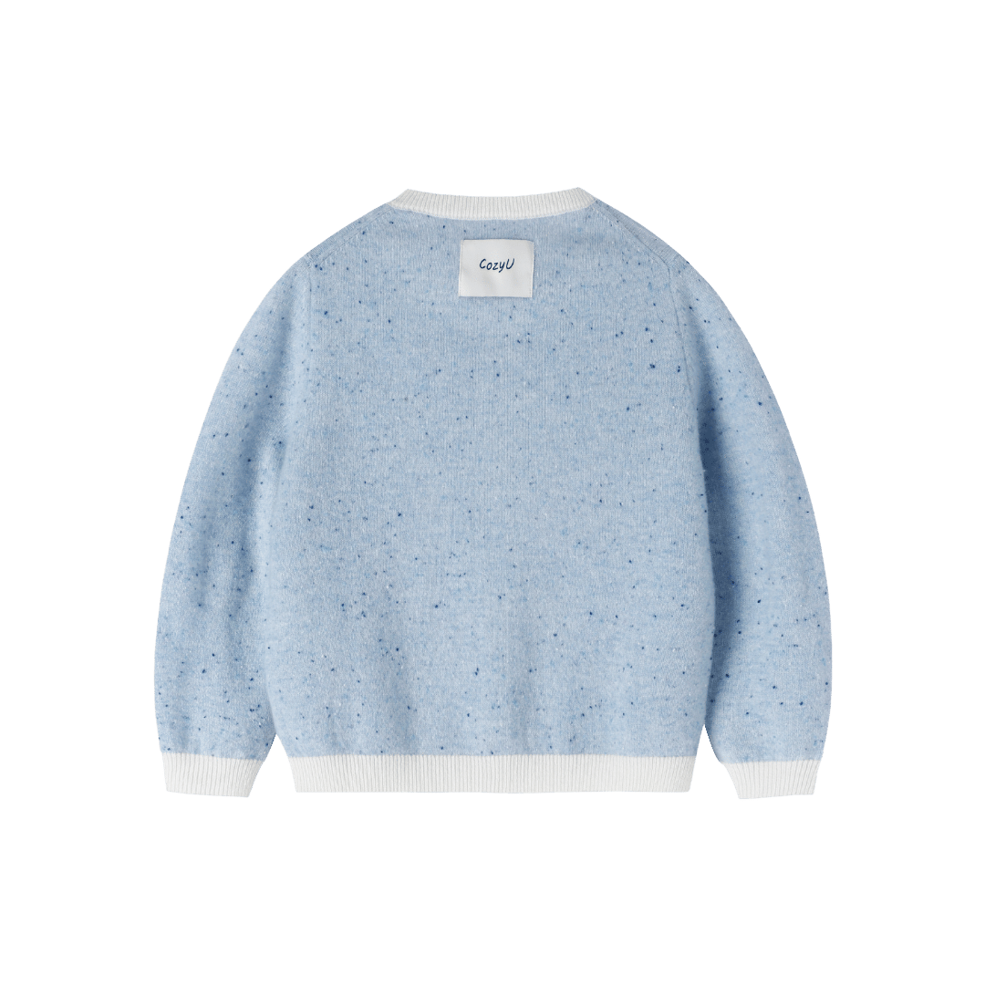 Heirloom Speckle 100% Cashmere Cardigan | Cloud Blue made by CozyU