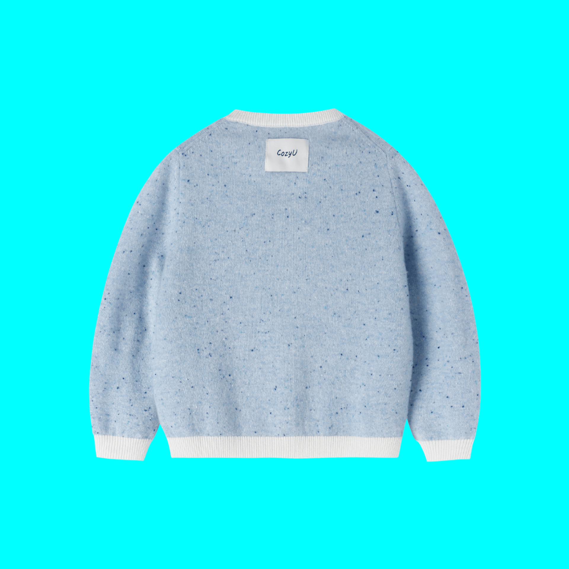 Heirloom Speckle 100% Cashmere Cardigan | Cloud Blue made by CozyU