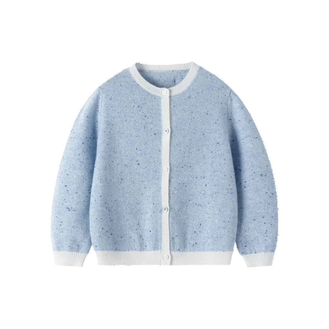 Heirloom Speckle 100% Cashmere Cardigan | Cloud Blue made by CozyU