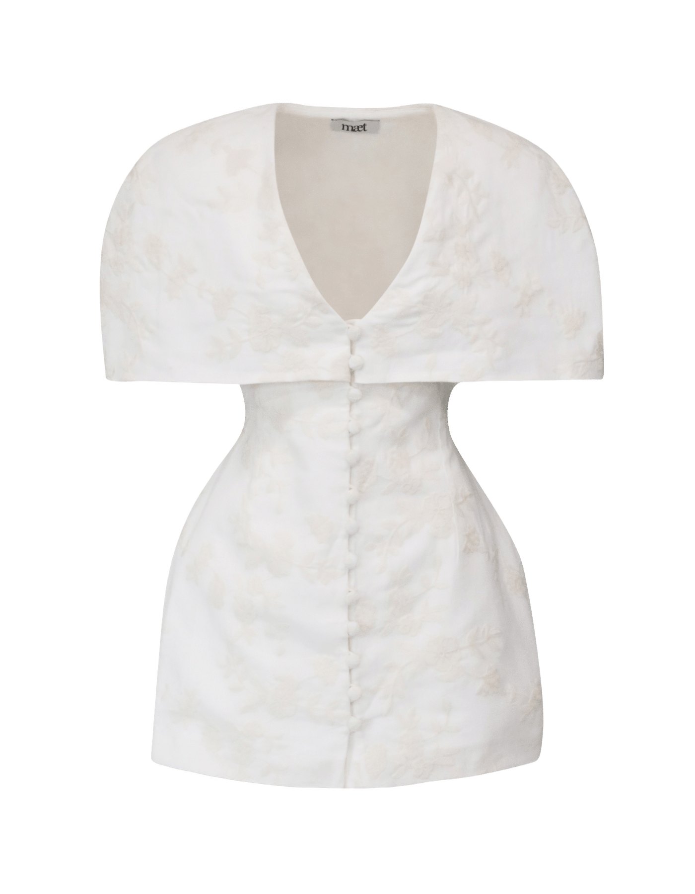 RETE White Linen Dress With Floral Embroidery made by MAET