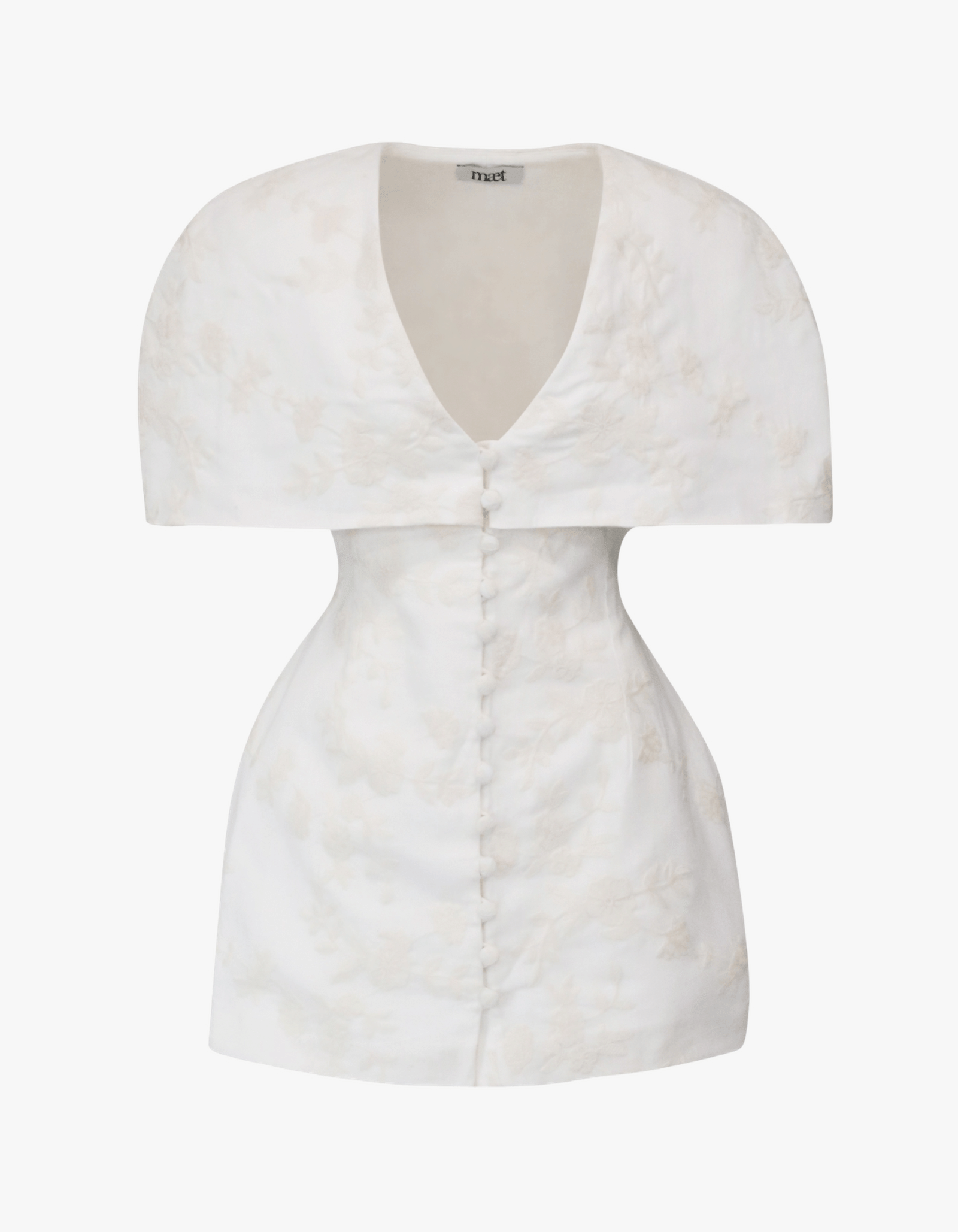 RETE White Linen Dress With Floral Embroidery made by MAET