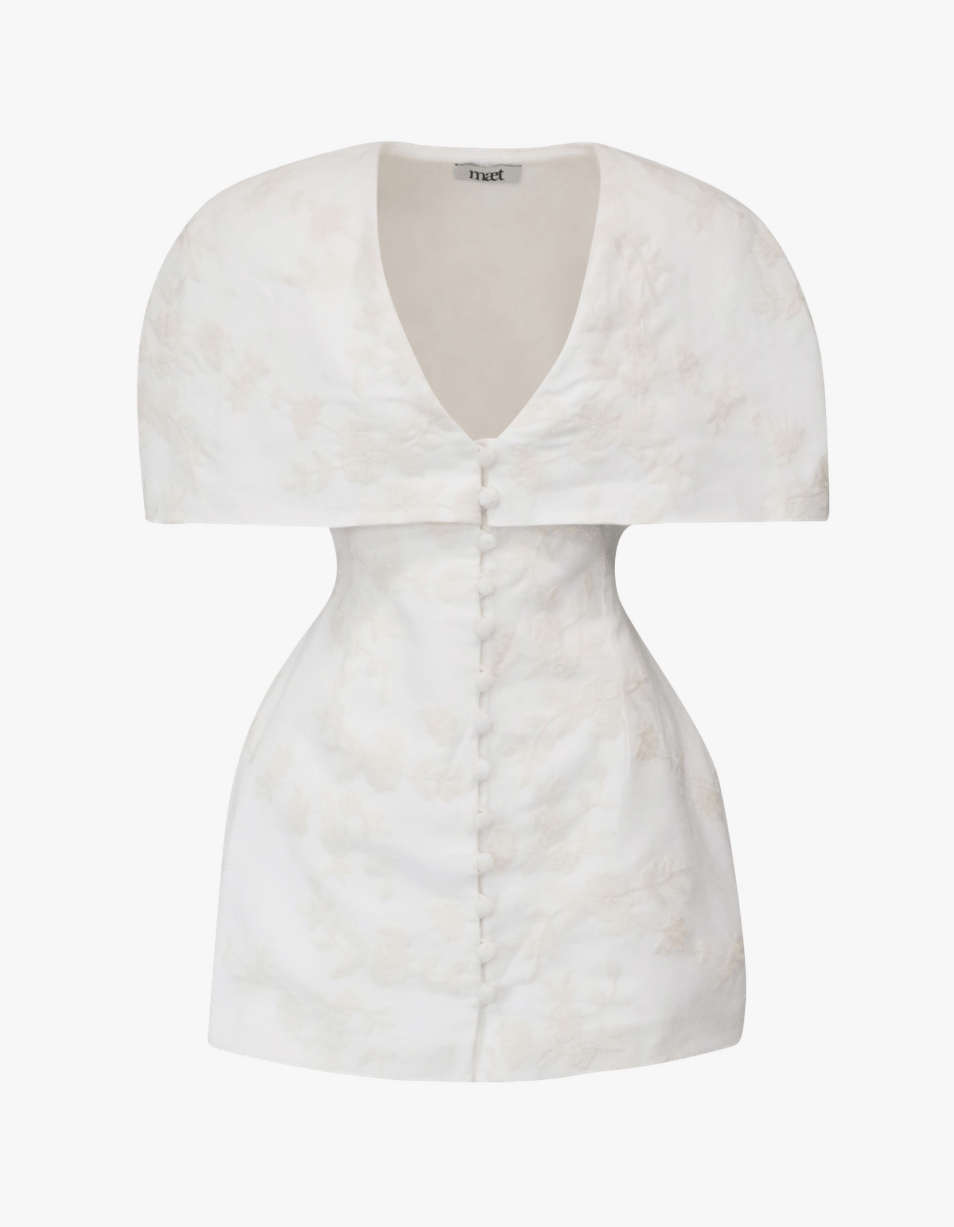 RETE White Linen Dress With Floral Embroidery made by MAET