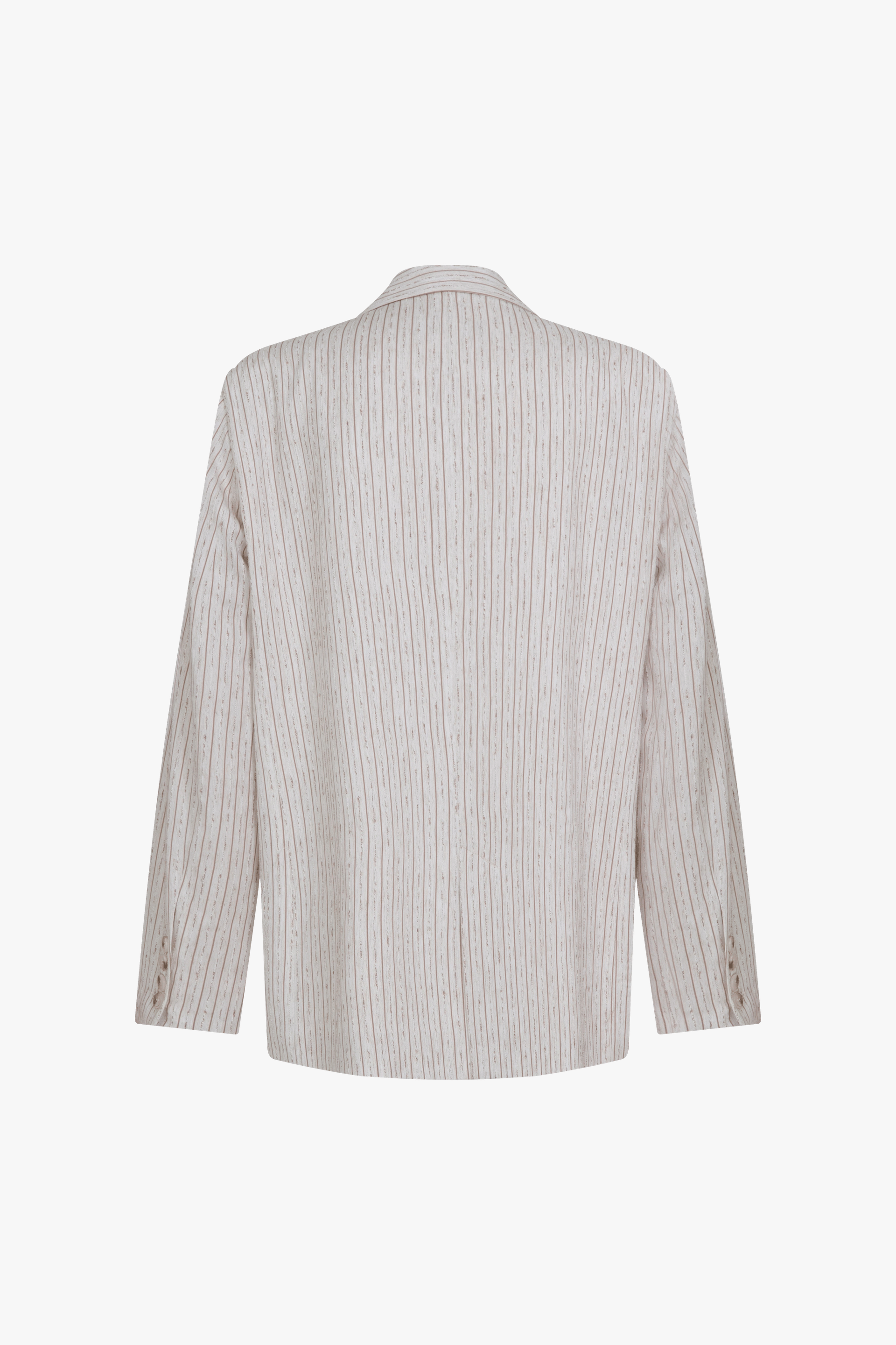 Boxy Oversize Striped Linen Blazer in Walnut made by Nazli Ceren