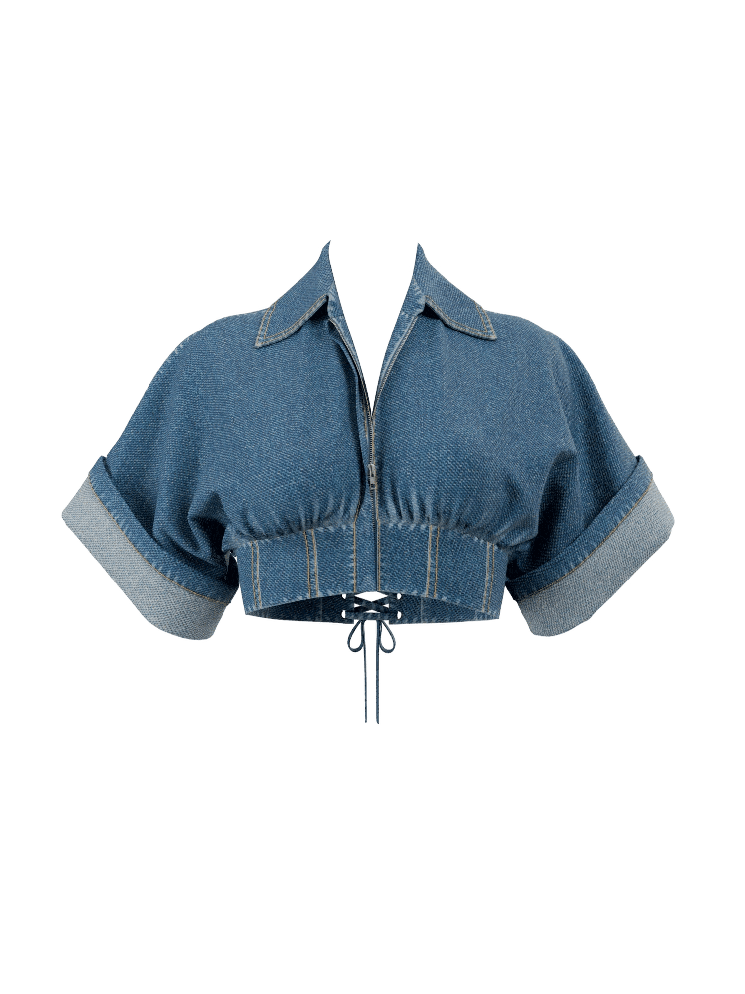 ALU CROP TOP - DENIM made by Andrea Iyamah