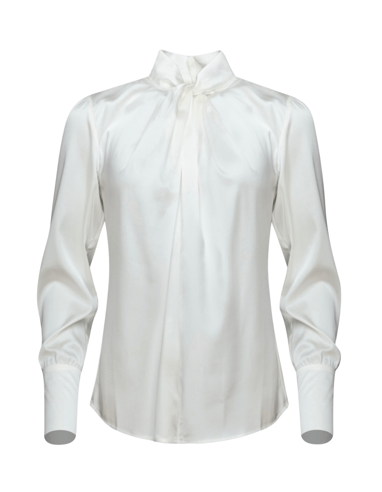 Twist Silk Blouse With Long Sleeves In Ivory made by Vesna W