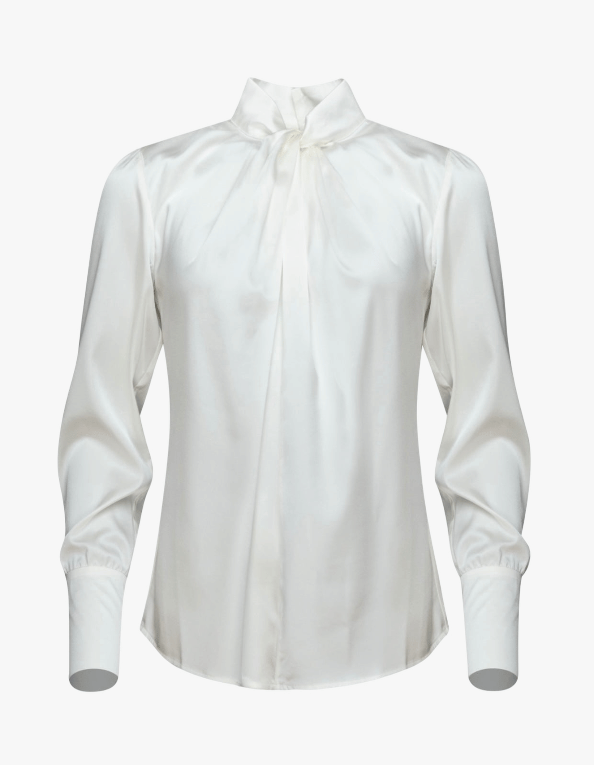 Twist Silk Blouse With Long Sleeves In Ivory made by Vesna W