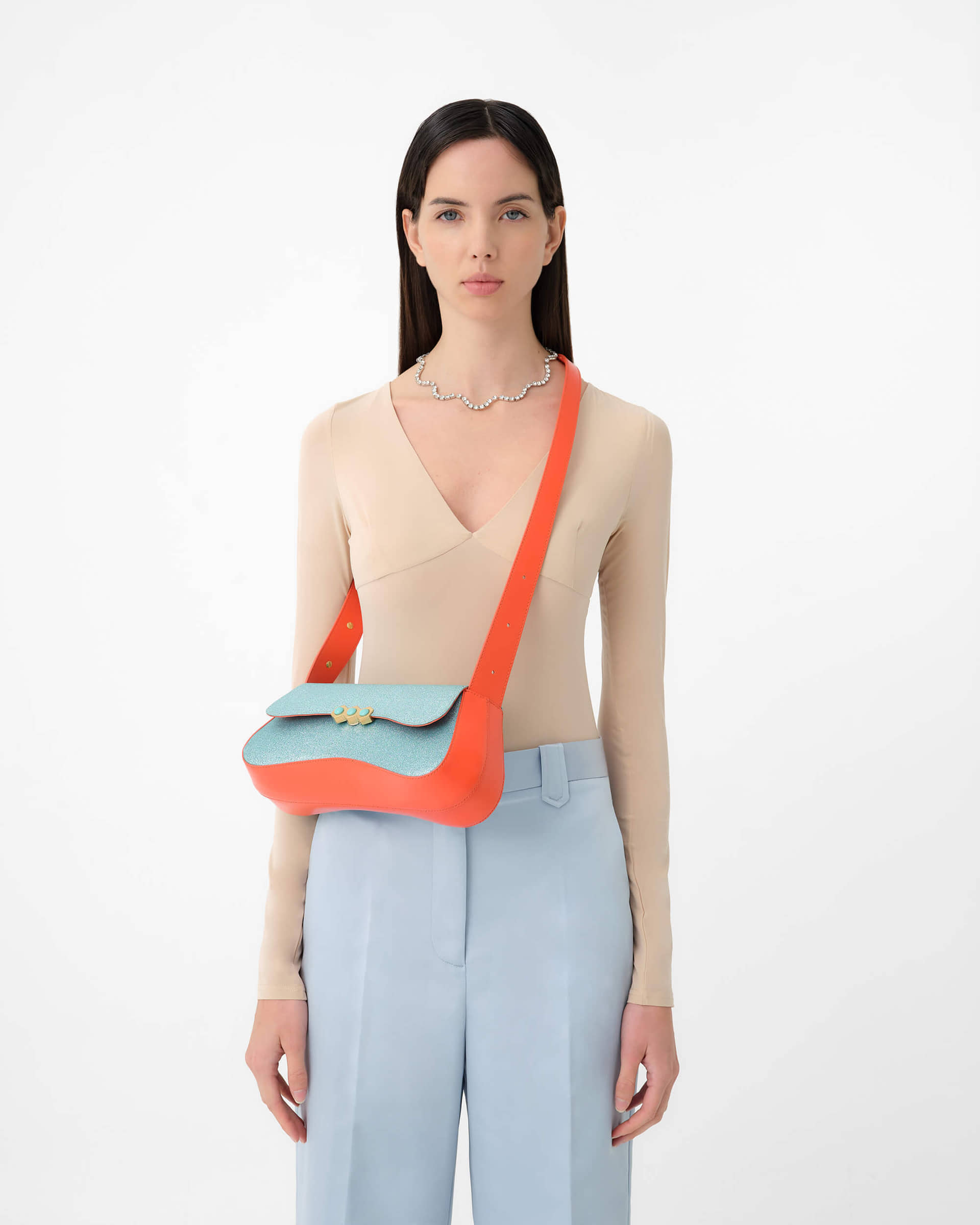 Culita Blue Glitter / Orange in Blue made by Mietis