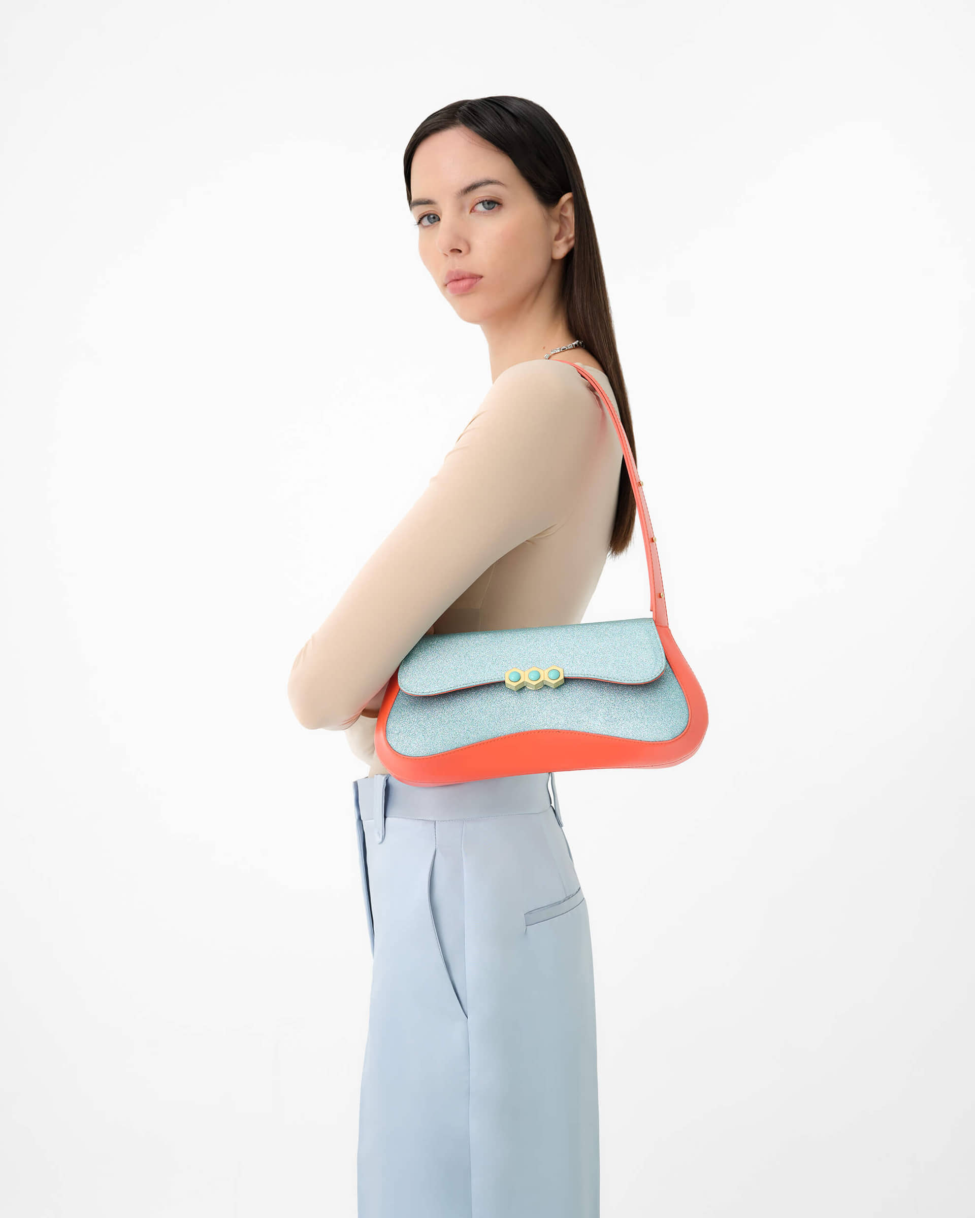 Culita Blue Glitter / Orange in Blue made by Mietis