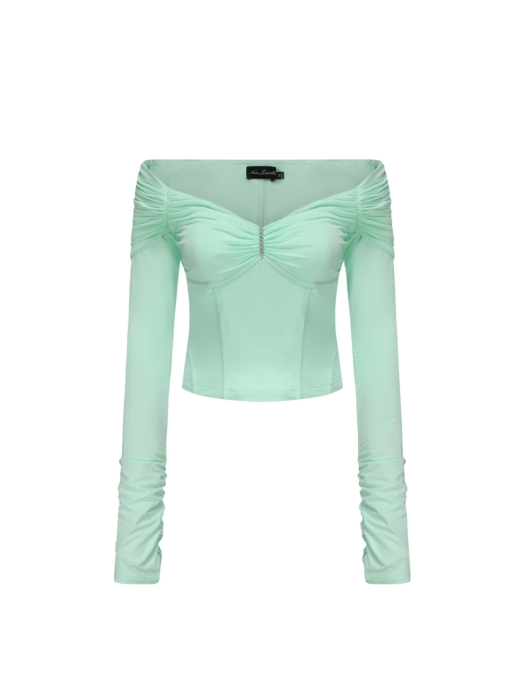 Micaela Off Shoulder Top (Green) (Final Sale) in Green made by Nana Jacqueline