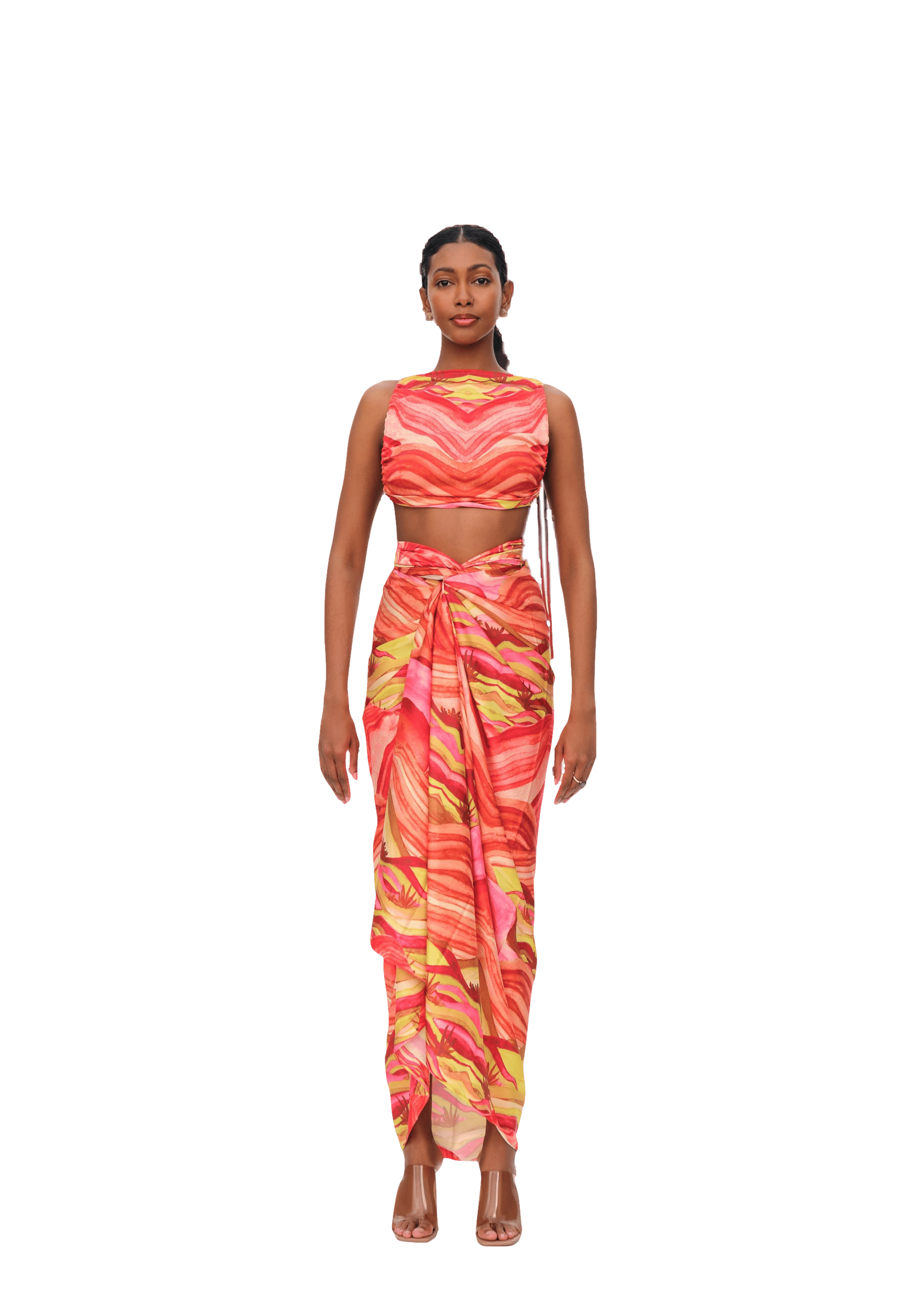 AIKO CROP TOP - SUNSET in Multi color made by Andrea Iyamah