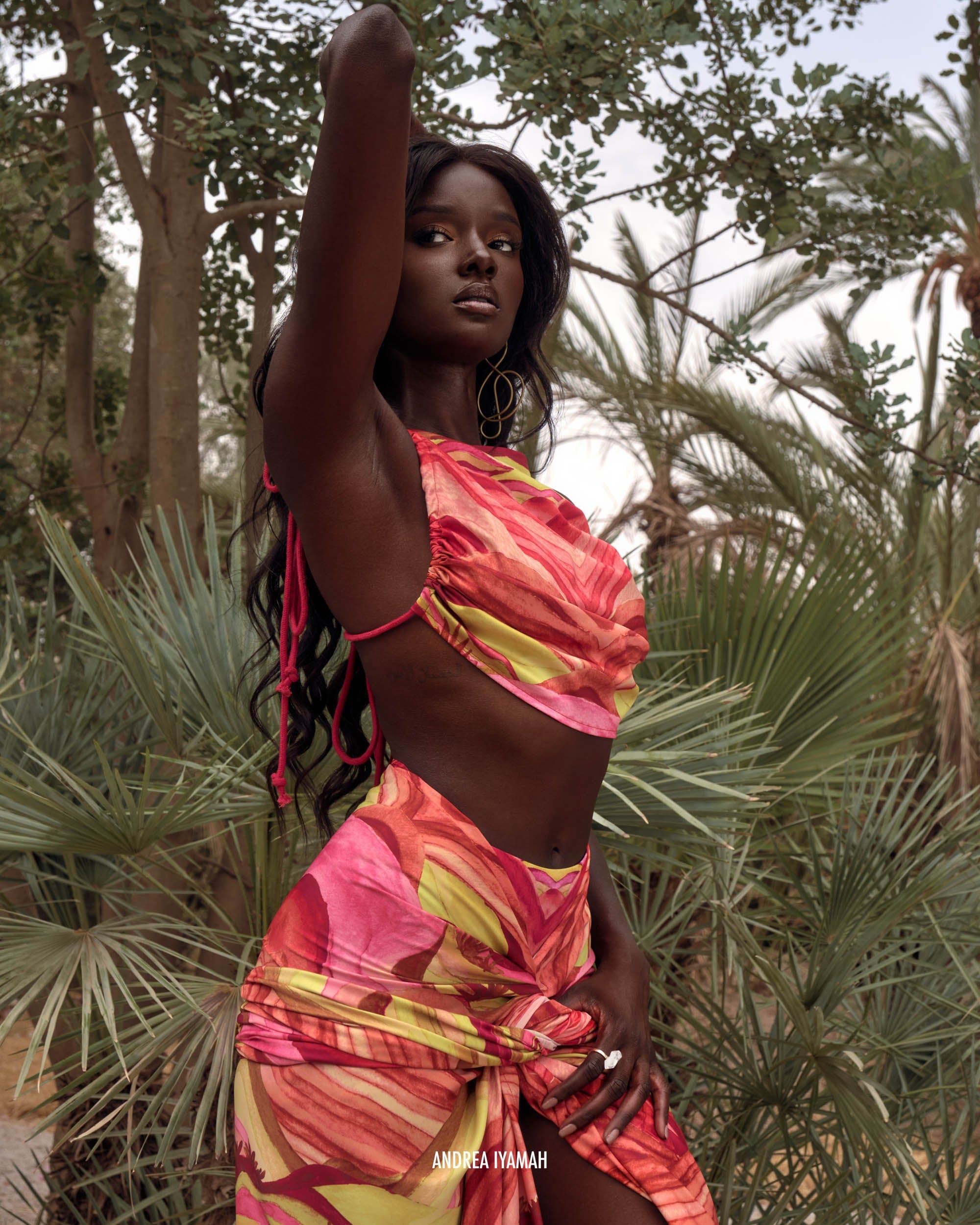 AIKO CROP TOP - SUNSET in Multi color made by Andrea Iyamah