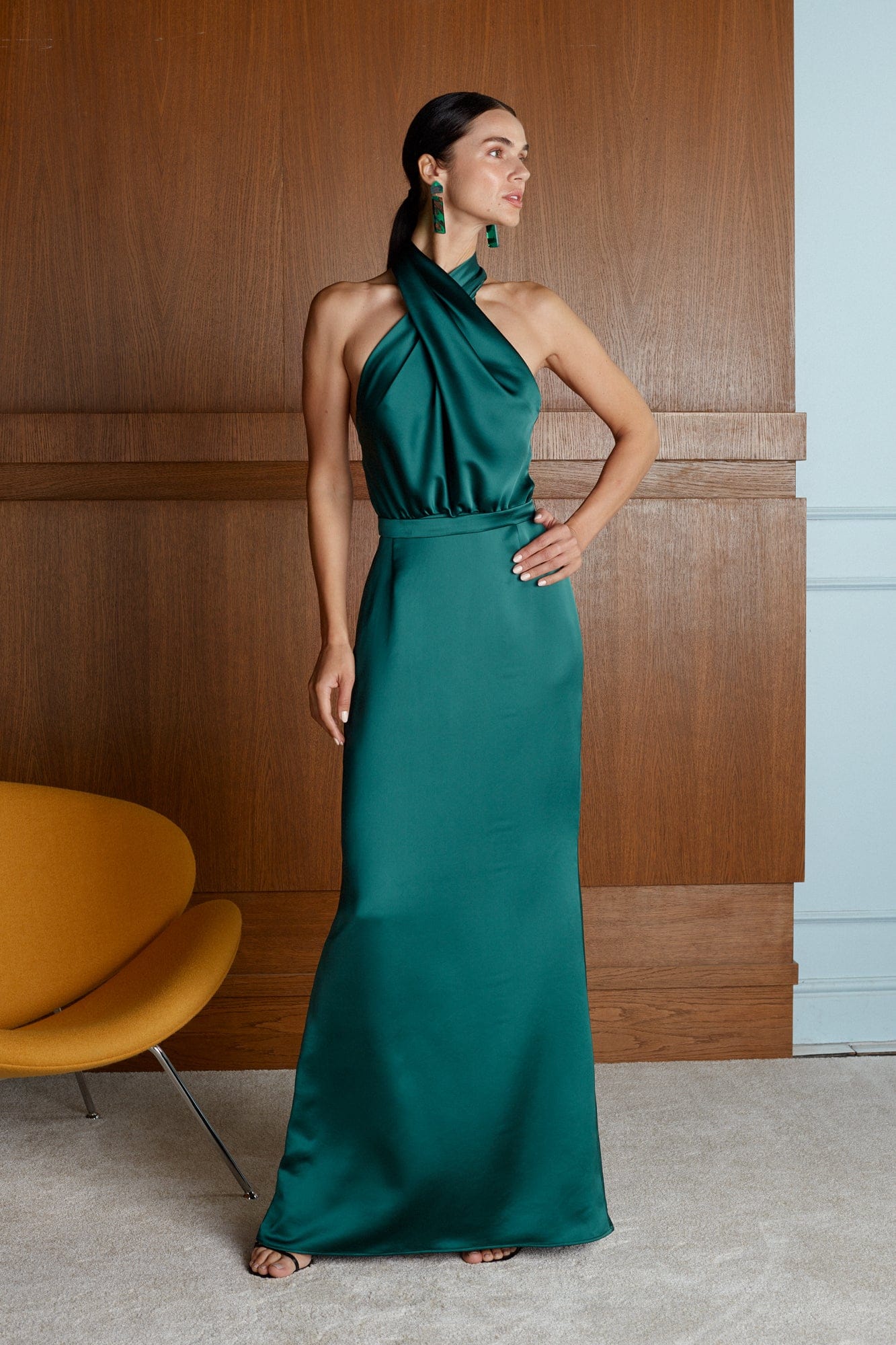 ALIUR deep green maxi evening gown made by UNDRESS