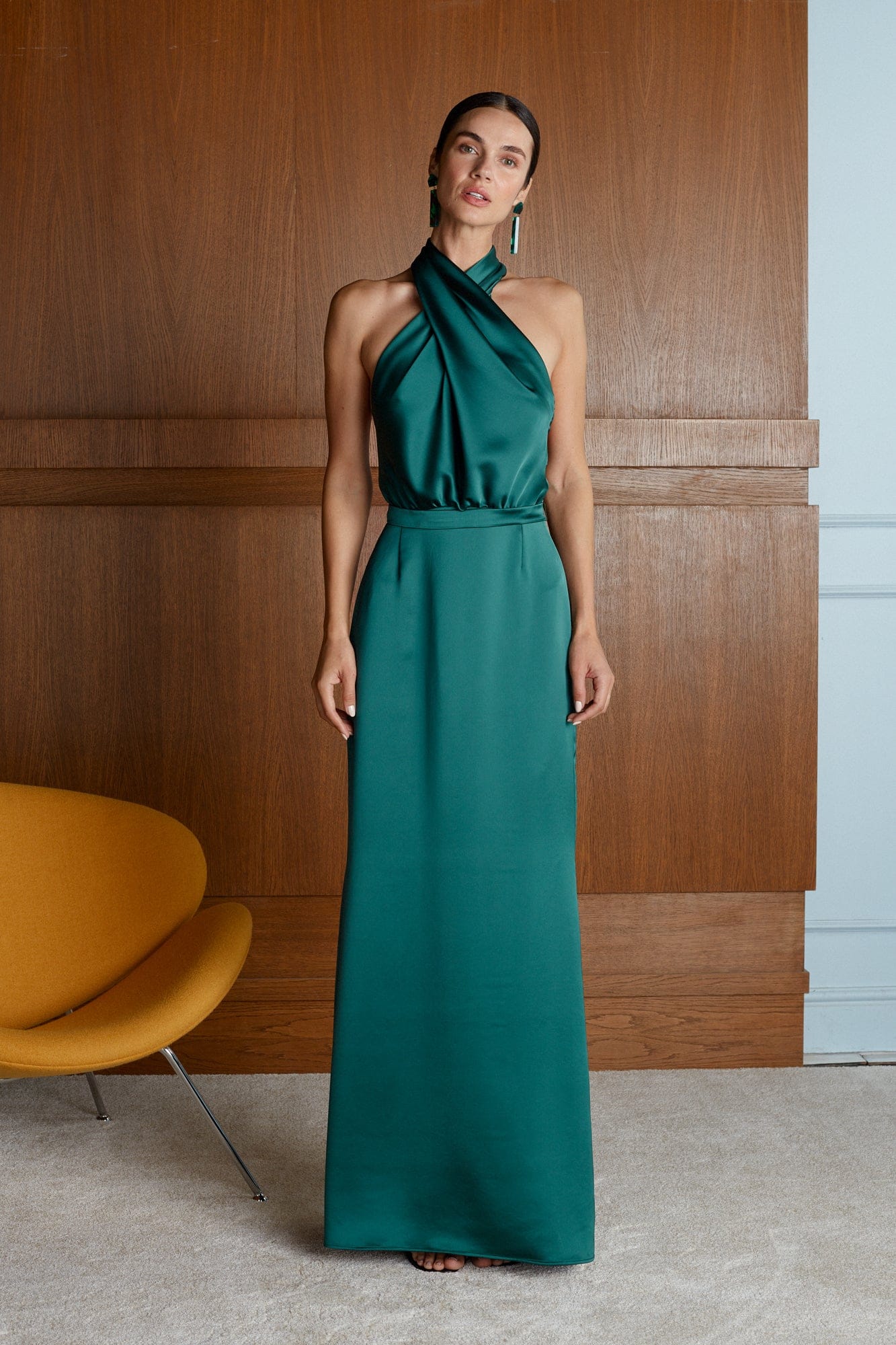ALIUR deep green maxi evening gown made by UNDRESS