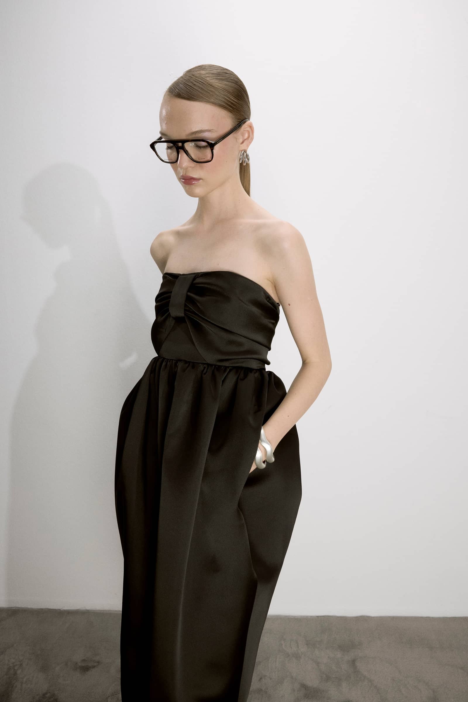 Jeanne Balloon Midi Dress In Black made by Nazli Ceren