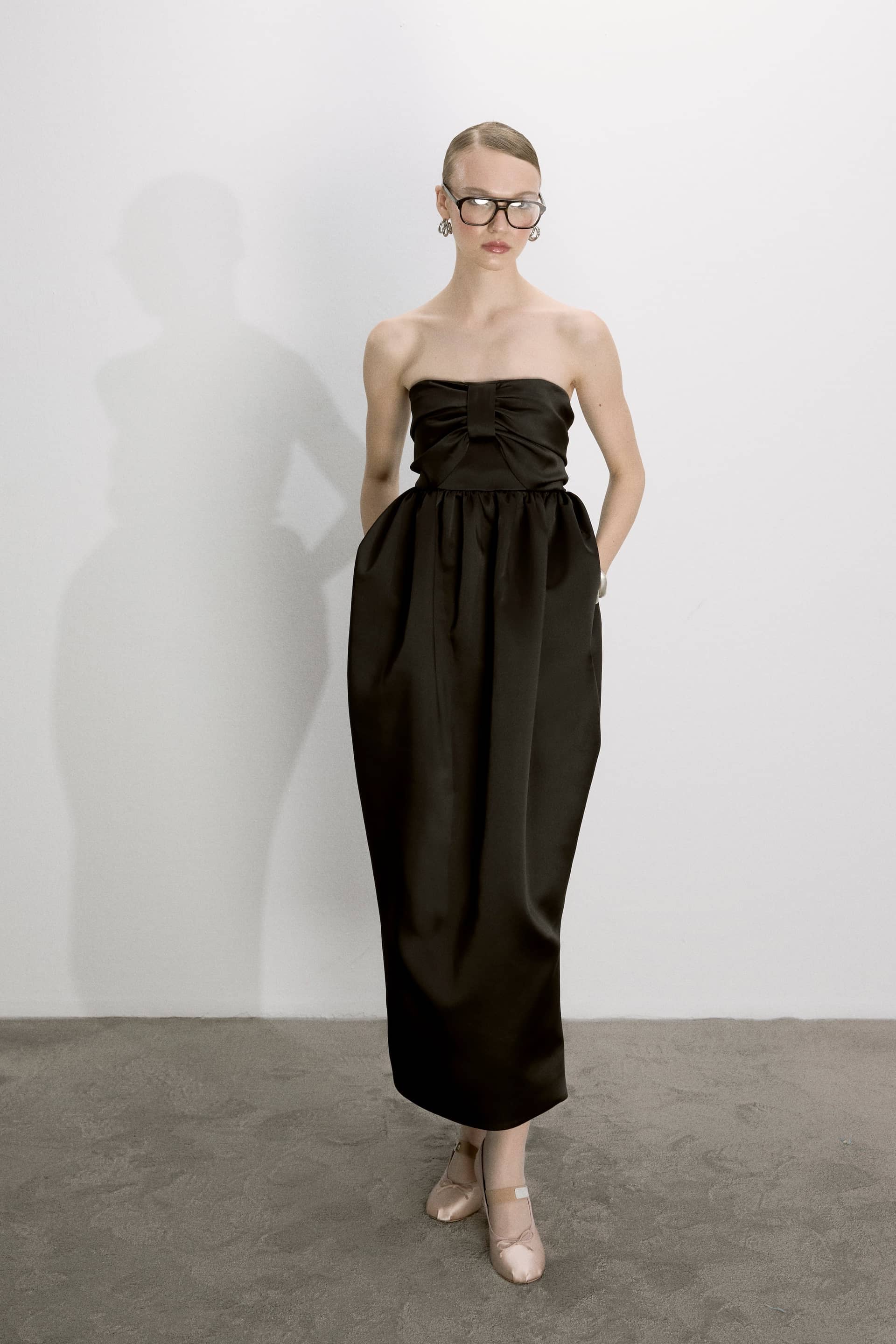 Jeanne Balloon Midi Dress In Black made by Nazli Ceren