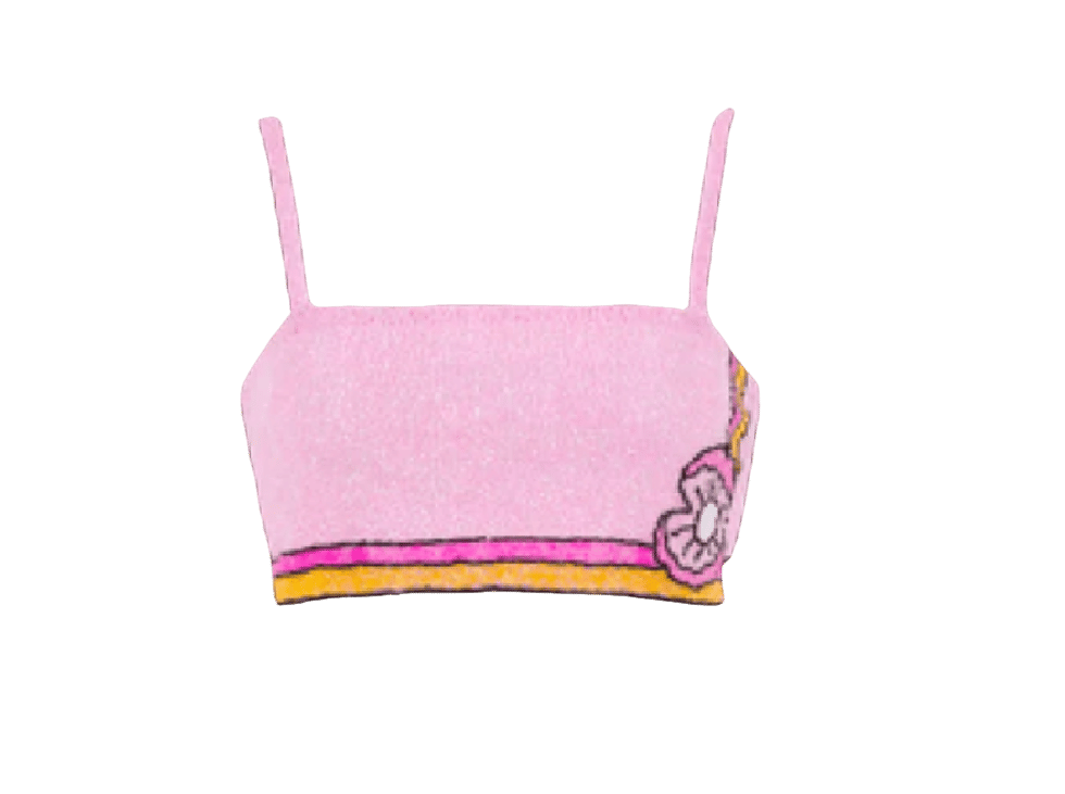 Monty Co-ord Hand Embroidered Bead Pink Top in Pink made by Oceanus Swimwear