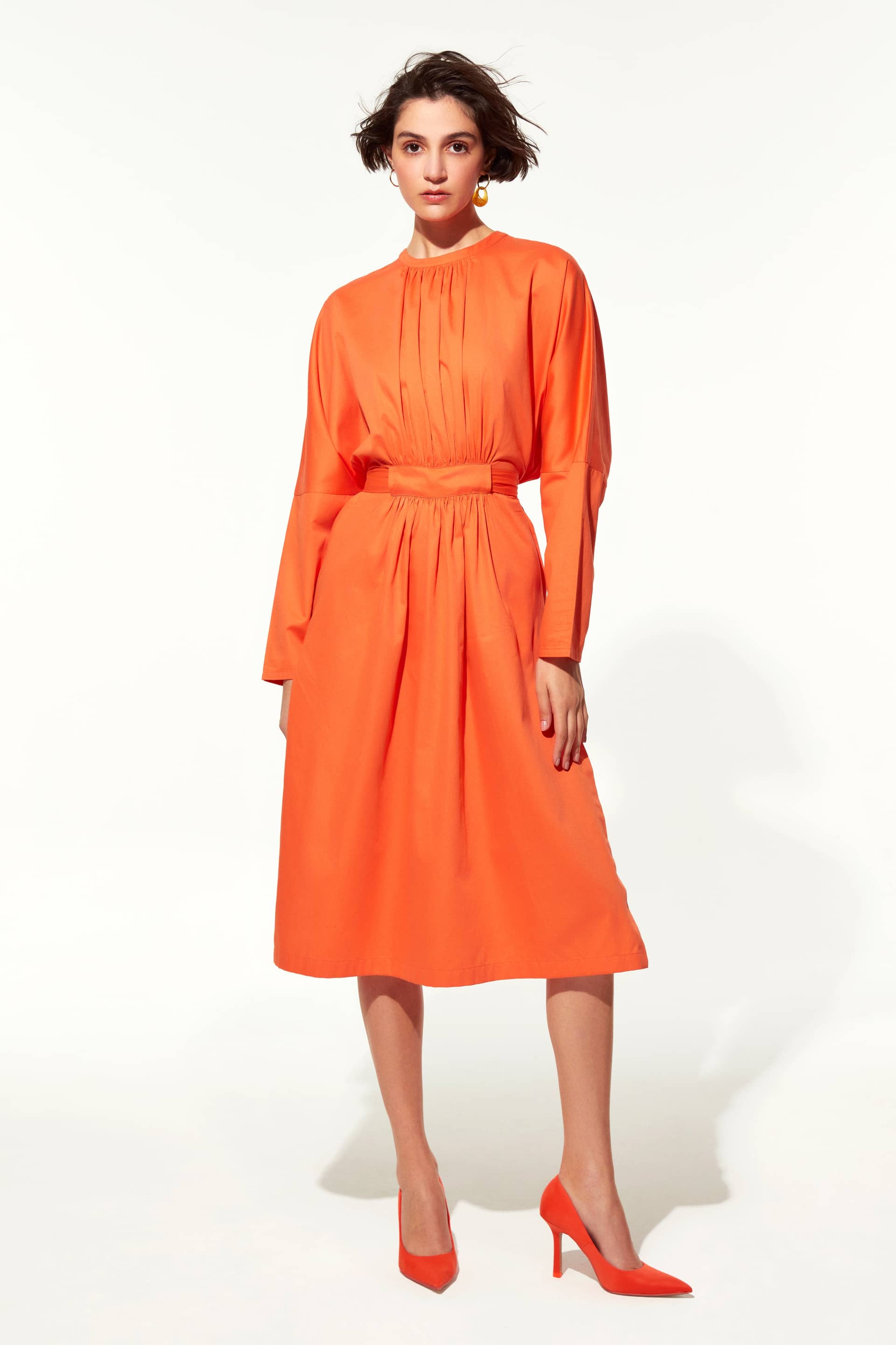 Martha Open Back Cotton Dress in Orange made by Nazli Ceren