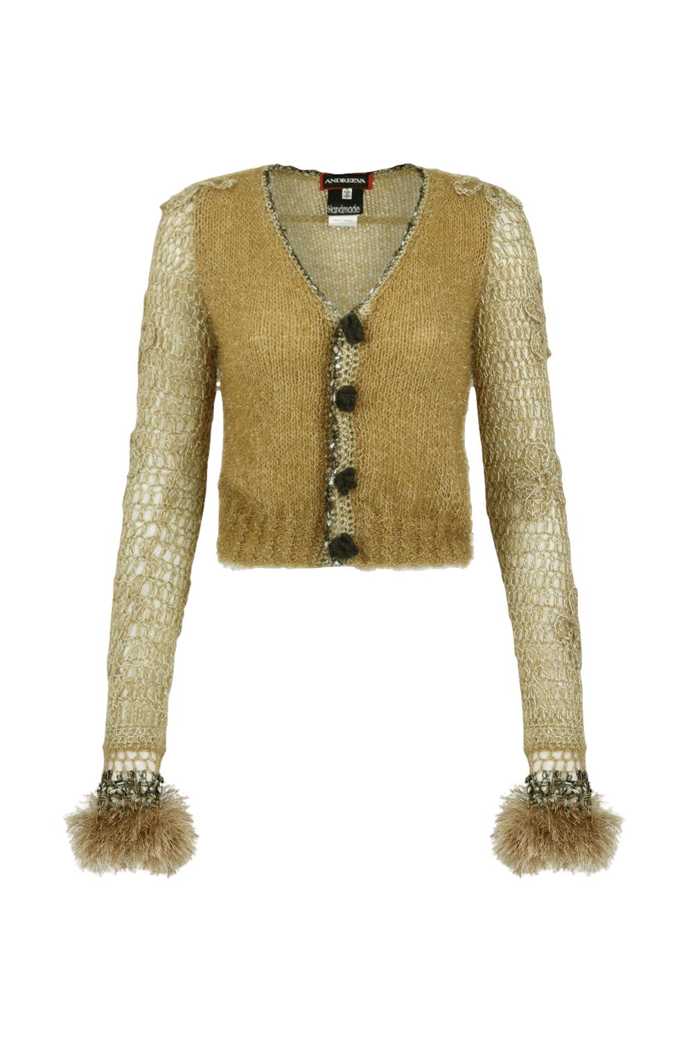 Camel Handmade Knit Cardigan in Brown made by ANDREEVA