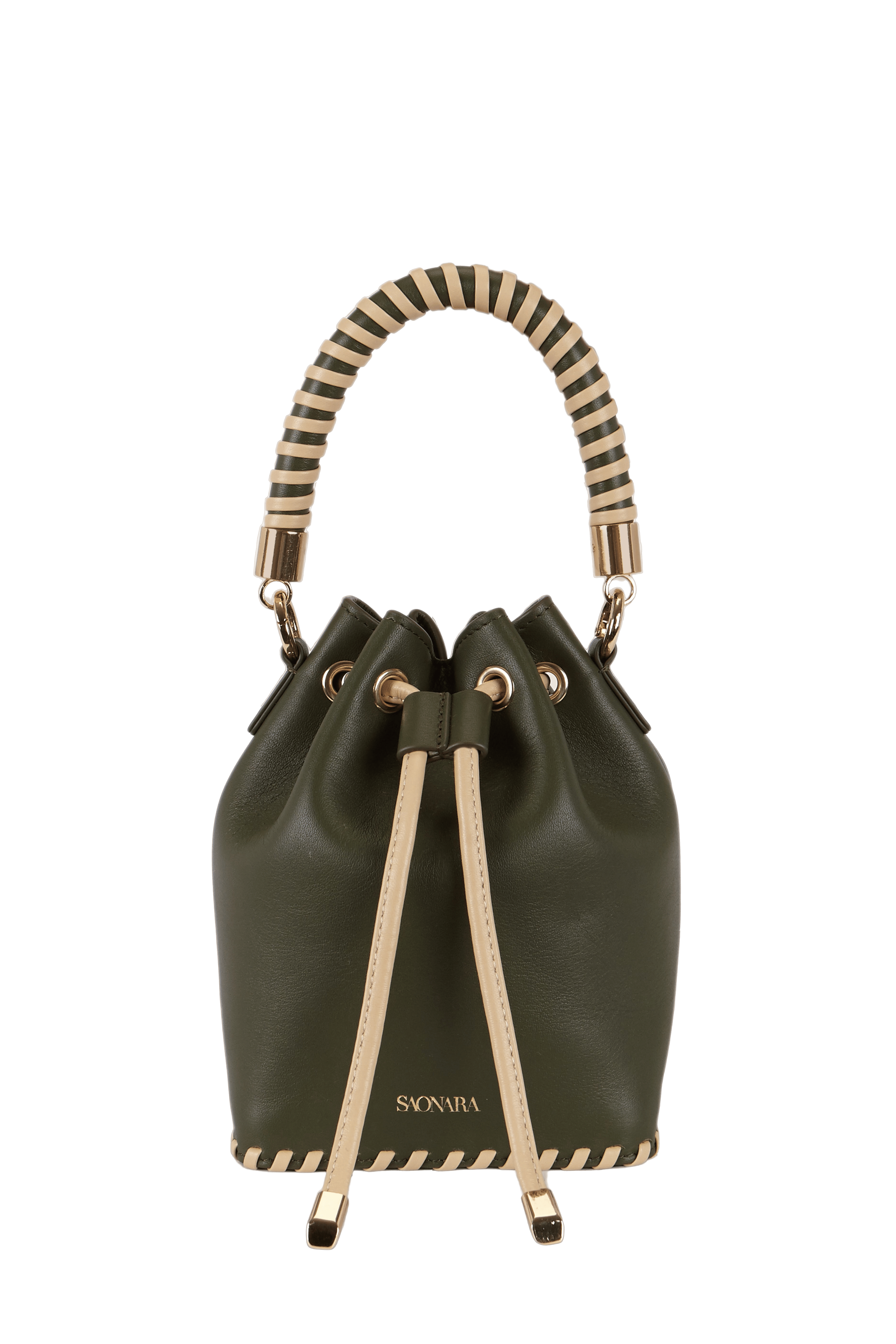 SAONARA MINI BUCKET ARMY GREEN / SKIN CREAM made by Saonara