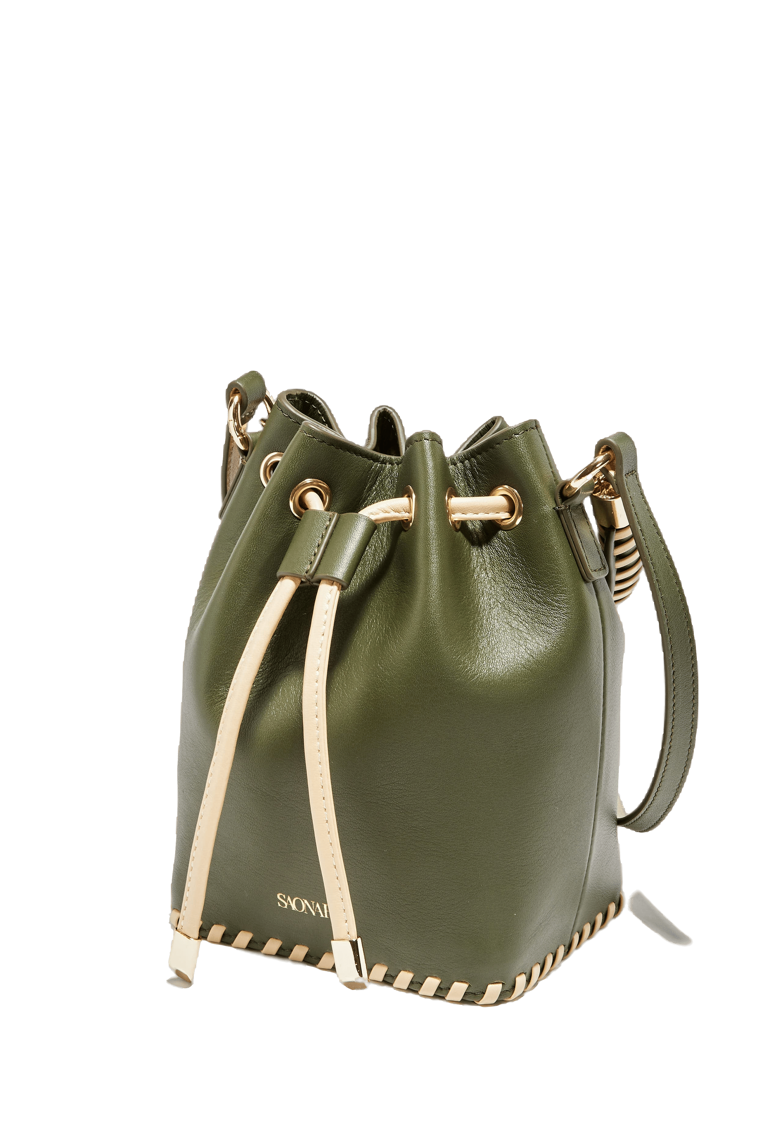 SAONARA MINI BUCKET ARMY GREEN / SKIN CREAM made by Saonara