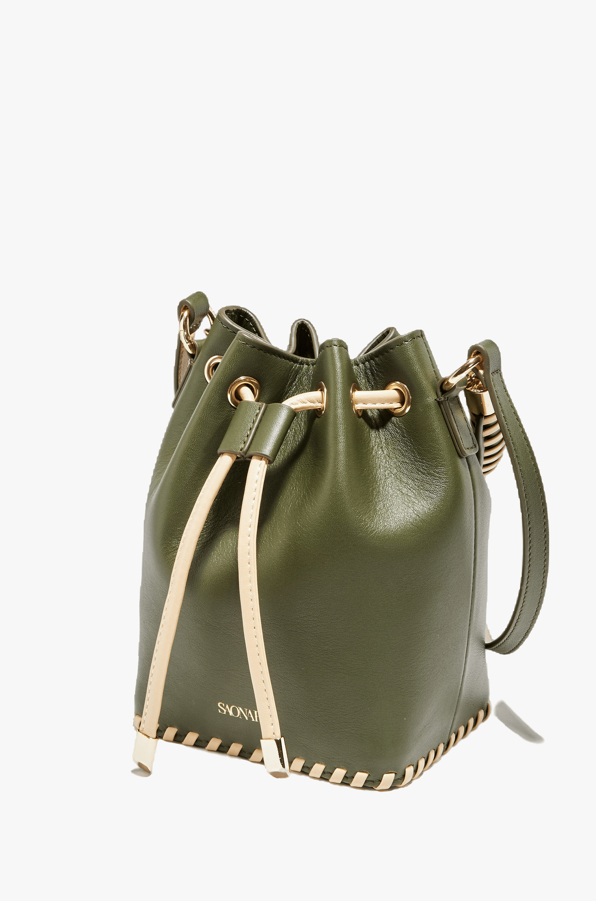 SAONARA MINI BUCKET ARMY GREEN / SKIN CREAM made by Saonara