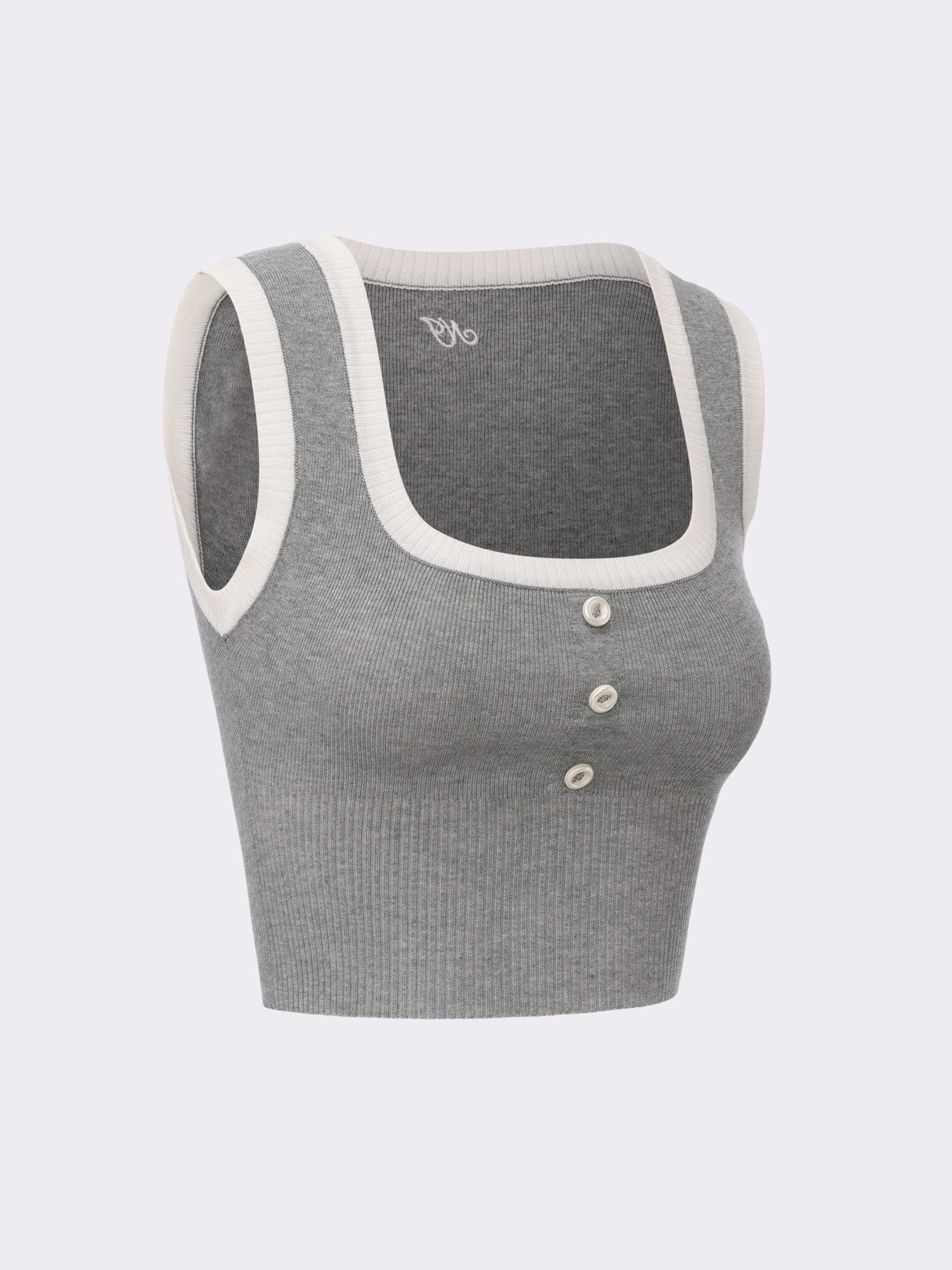 Millie Contrast-Trim Grey Knit Vest made by Nana Jacqueline