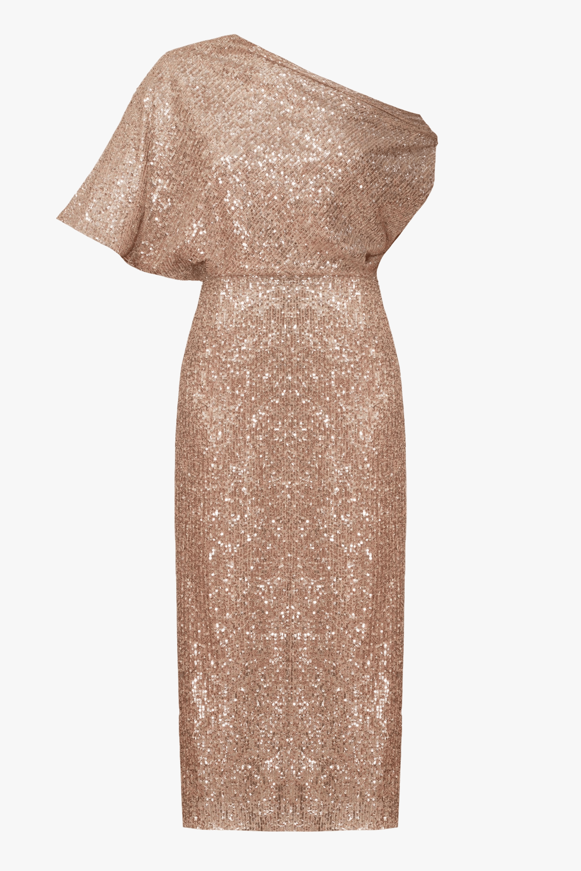 MARGO nude sequin asymmetric evening dress made by UNDRESS