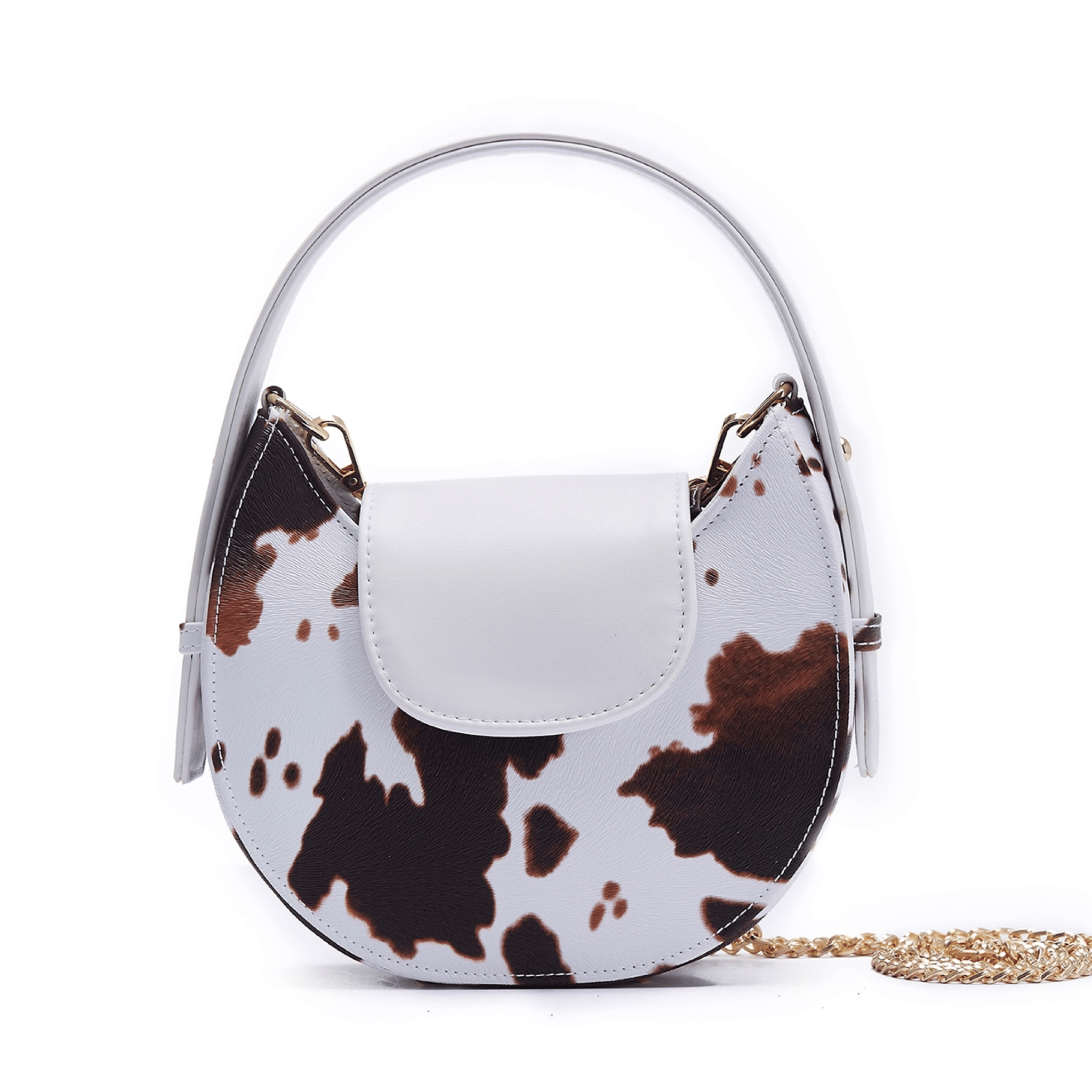 Mow - White x Camel - Halfmoon bag made by ALIEL