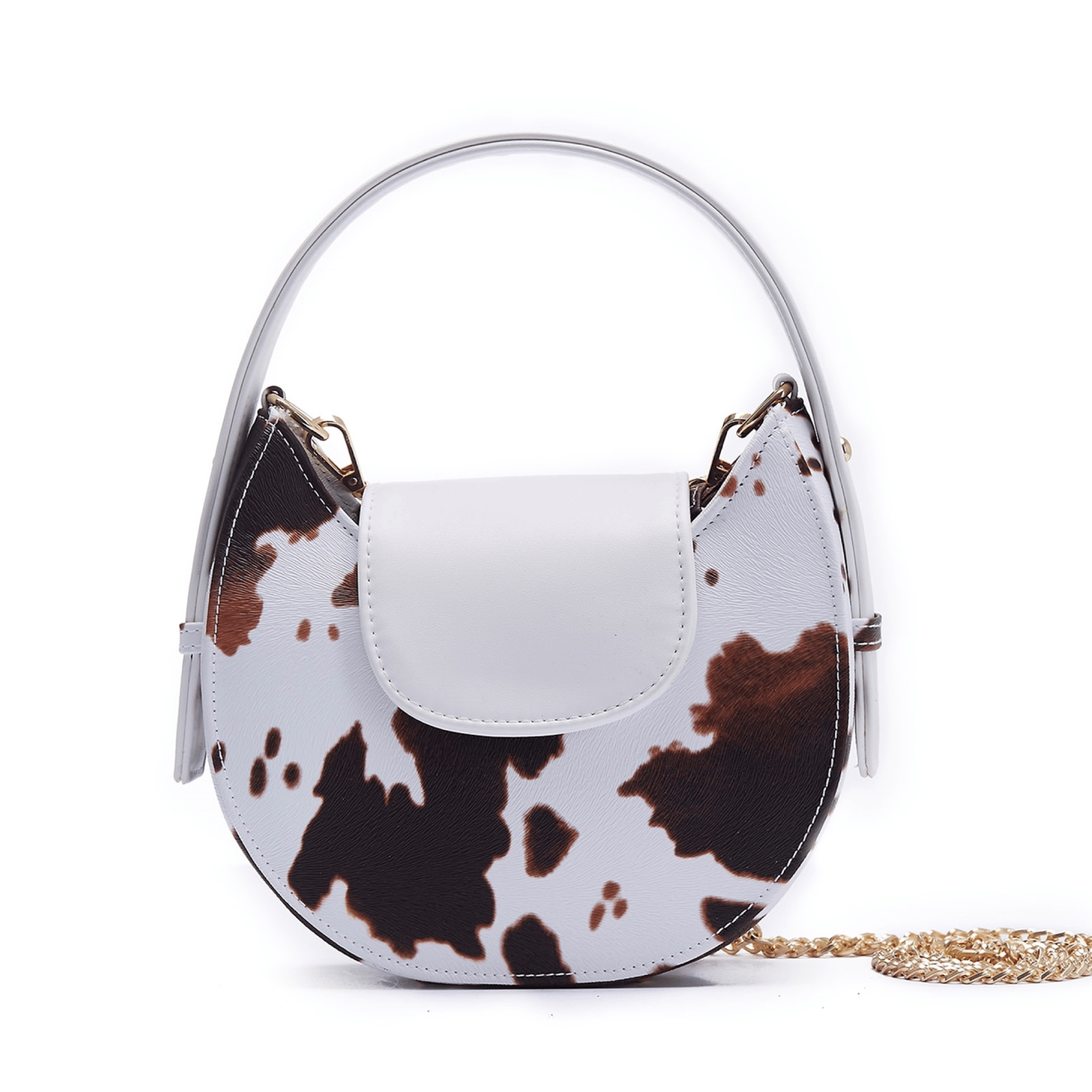 Mow - White x Camel - Halfmoon bag made by ALIEL