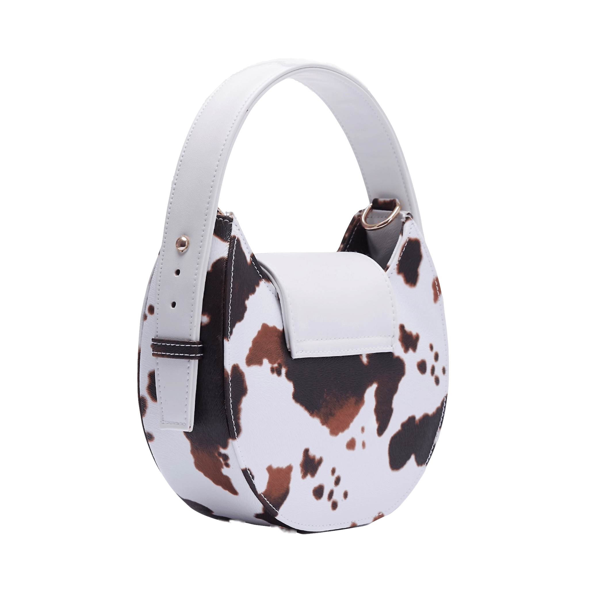 Mow - White x Camel - Halfmoon bag made by ALIEL